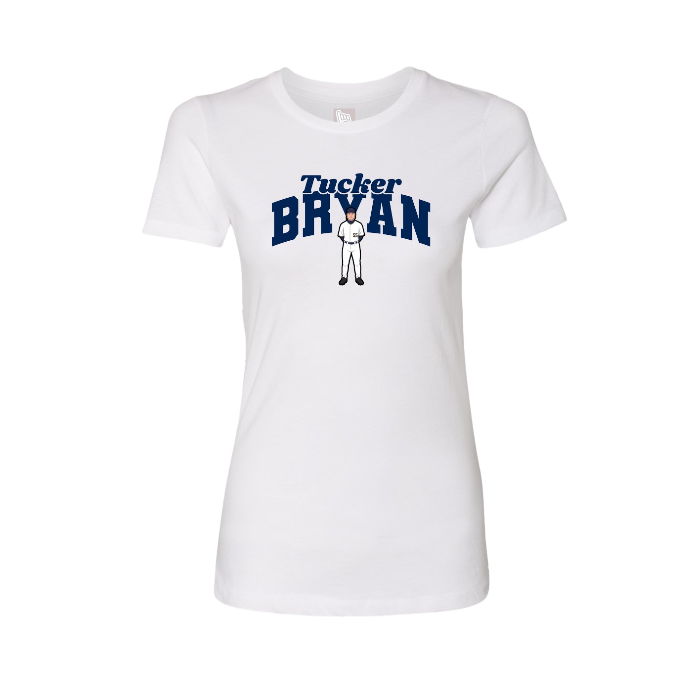 Fitted Women's Tee — Signature Arch in White