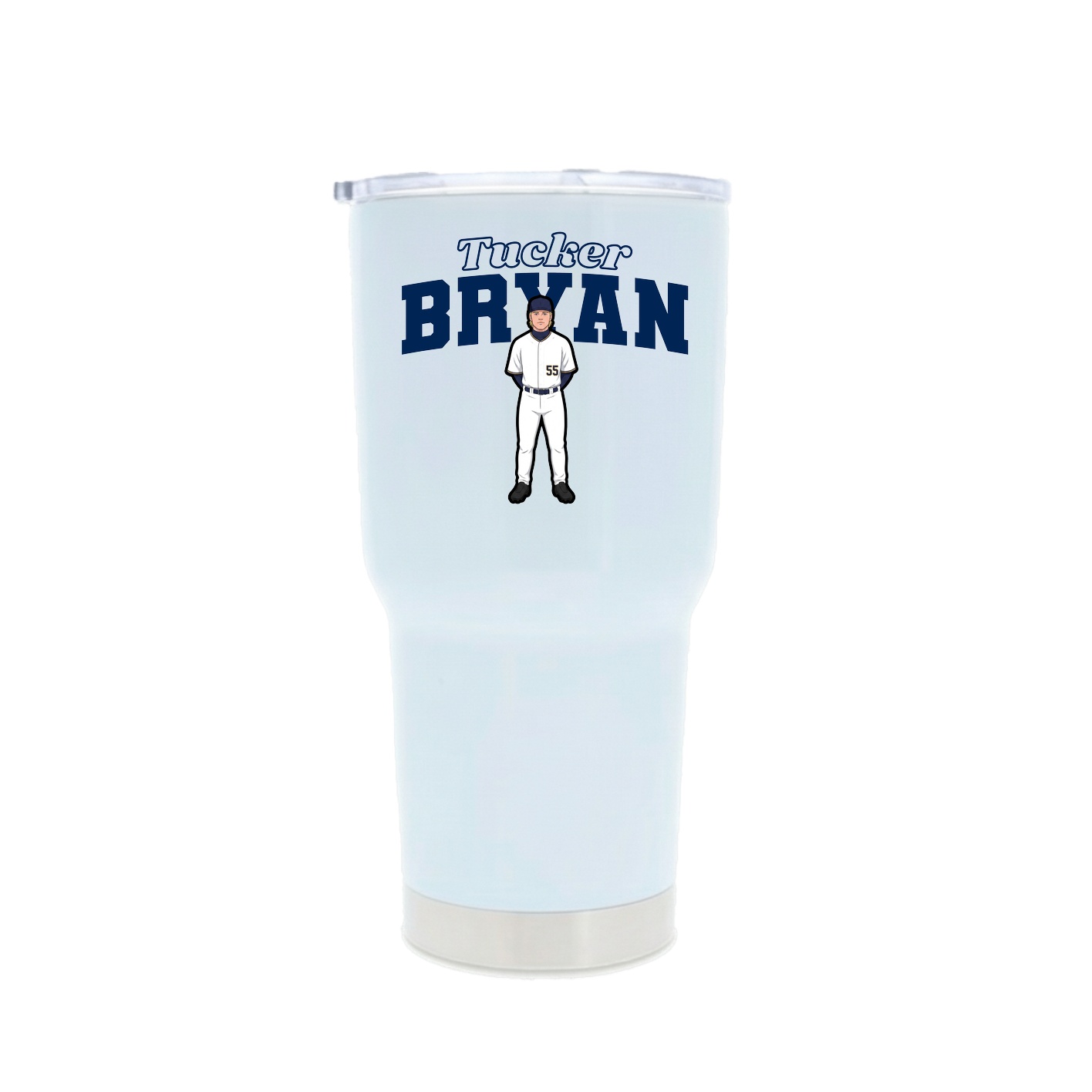 30oz Stainless Steel Tumbler — Name Arch in White