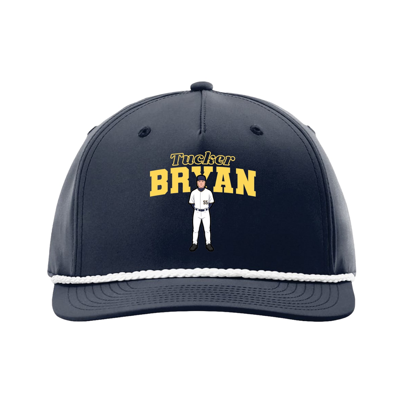 Five-Panel Classic Rope Cap — Name Arch in Navy