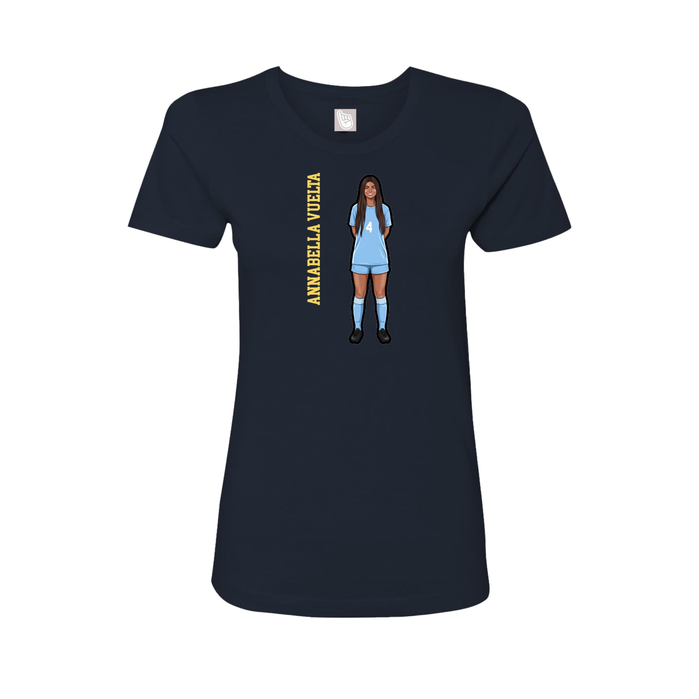 Womens Tee — Name Vertical in Navy