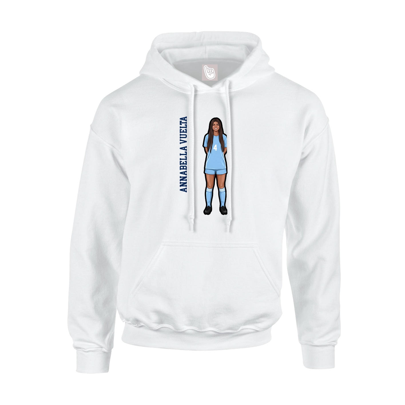 Youth Hoodie — Name Vertical in White