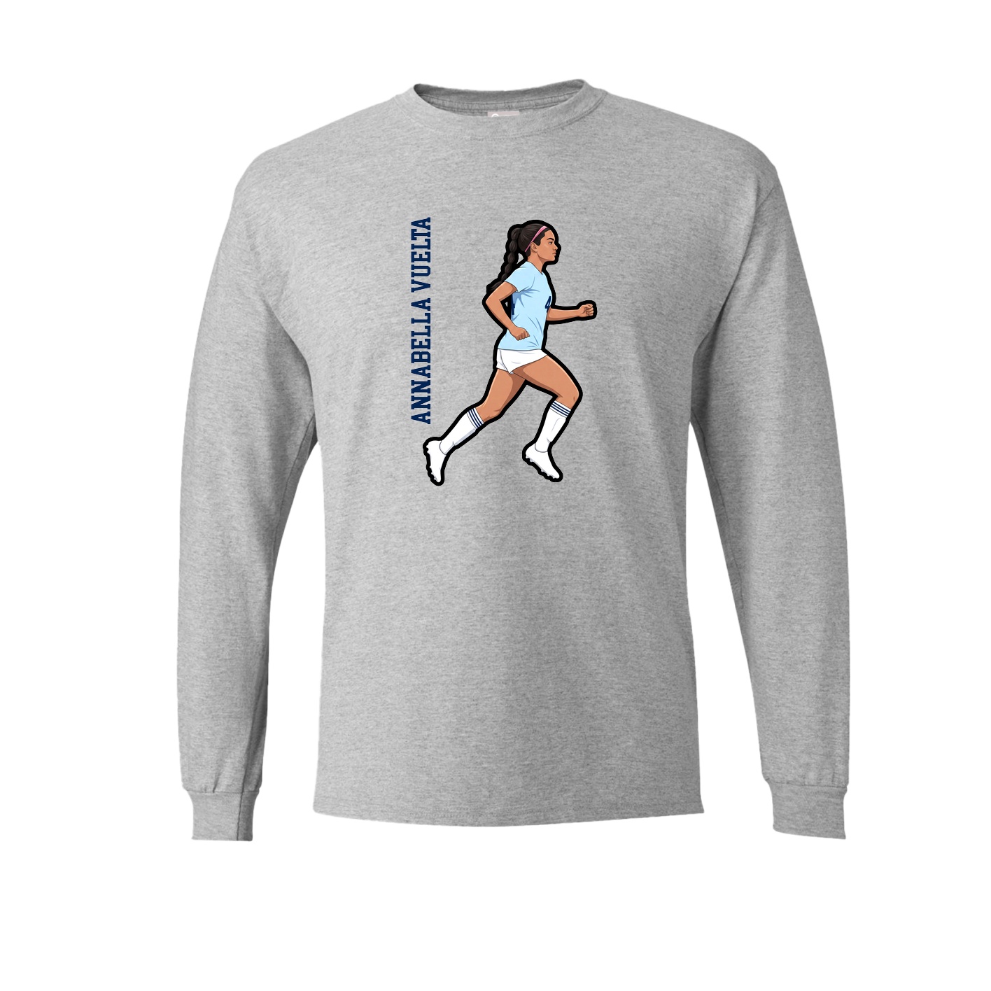 Long Sleeve Tee — Name Vertical in Grey