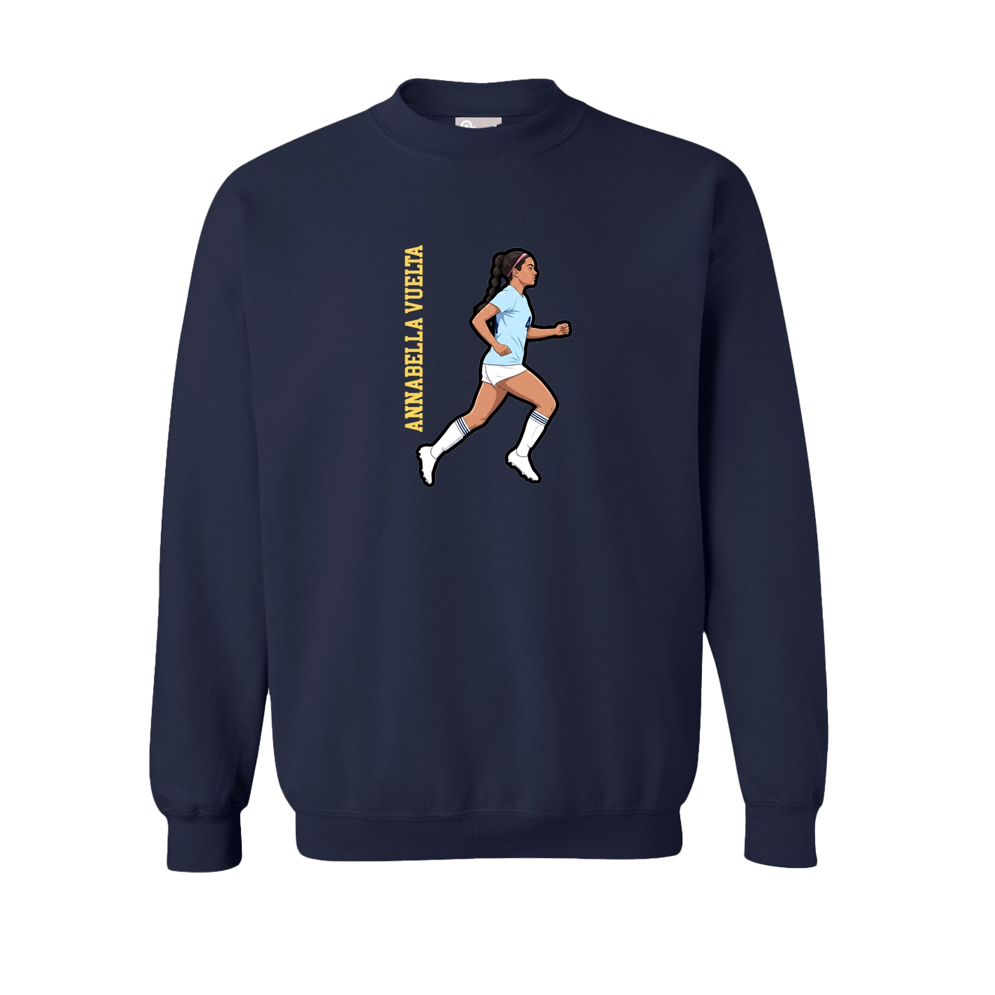 Fleece Crew — Name Vertical in Navy