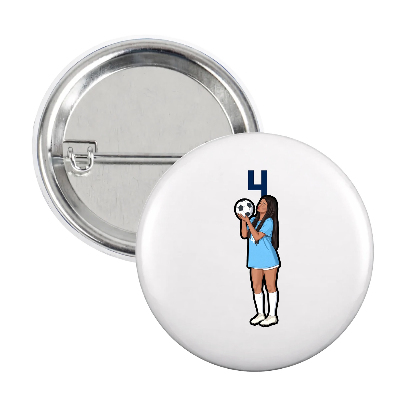 Game Day Button — Number Top in White