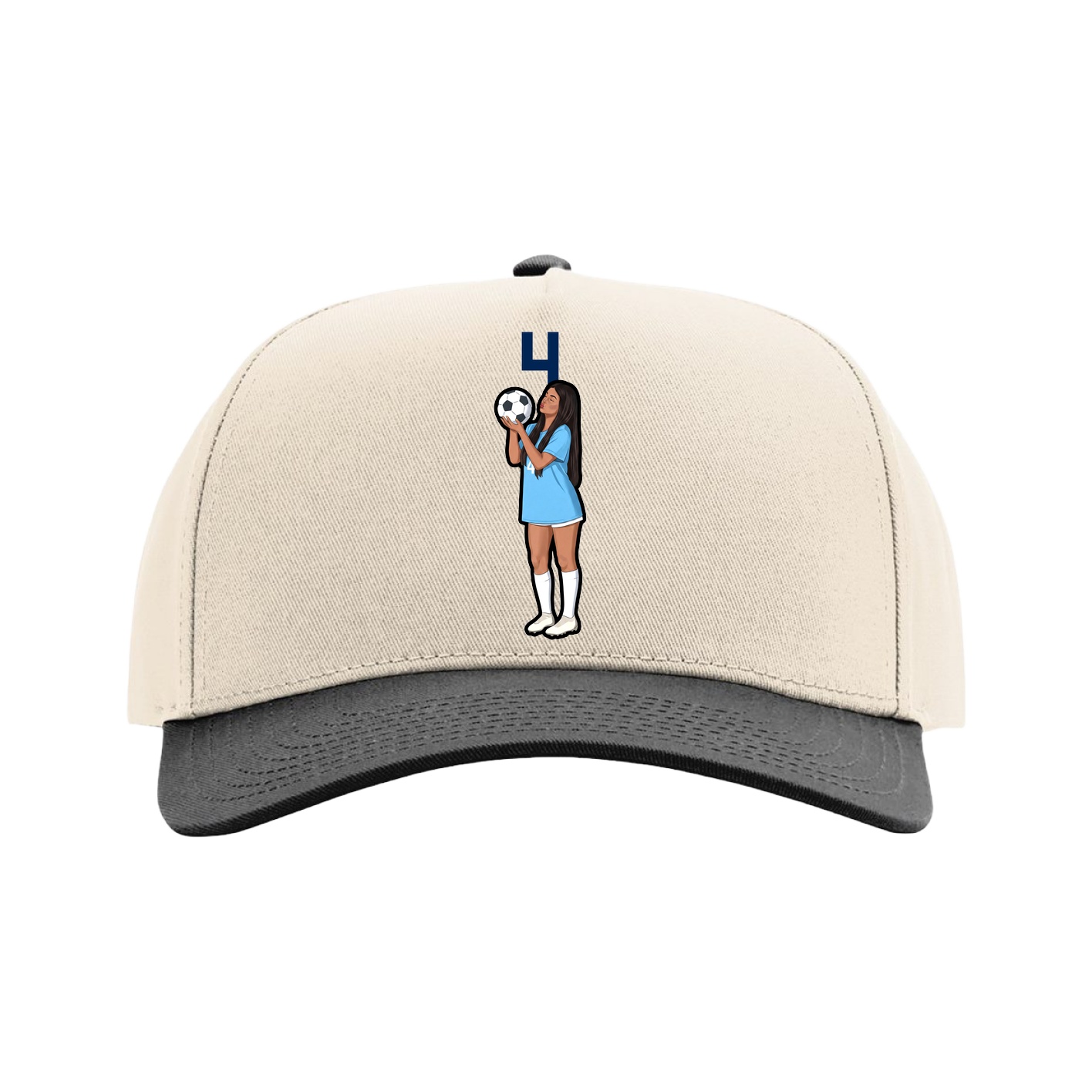 Full Fabric Five-Panel Champ Cap — Number Top in Cream/Black