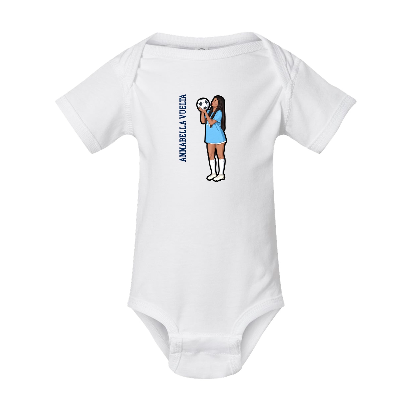Baby Onesie — Name Vertical in White