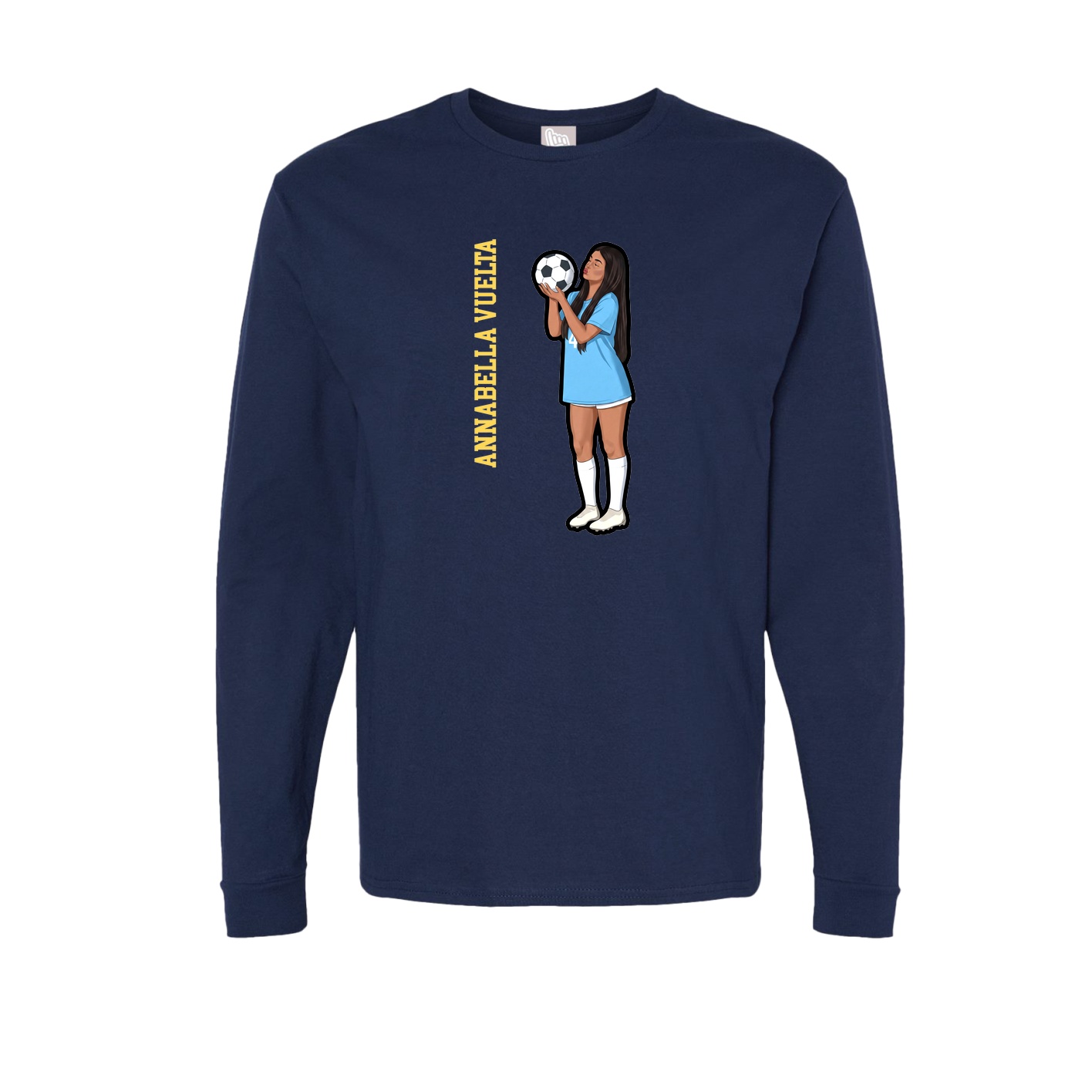 Long Sleeve Tee — Name Vertical in Navy