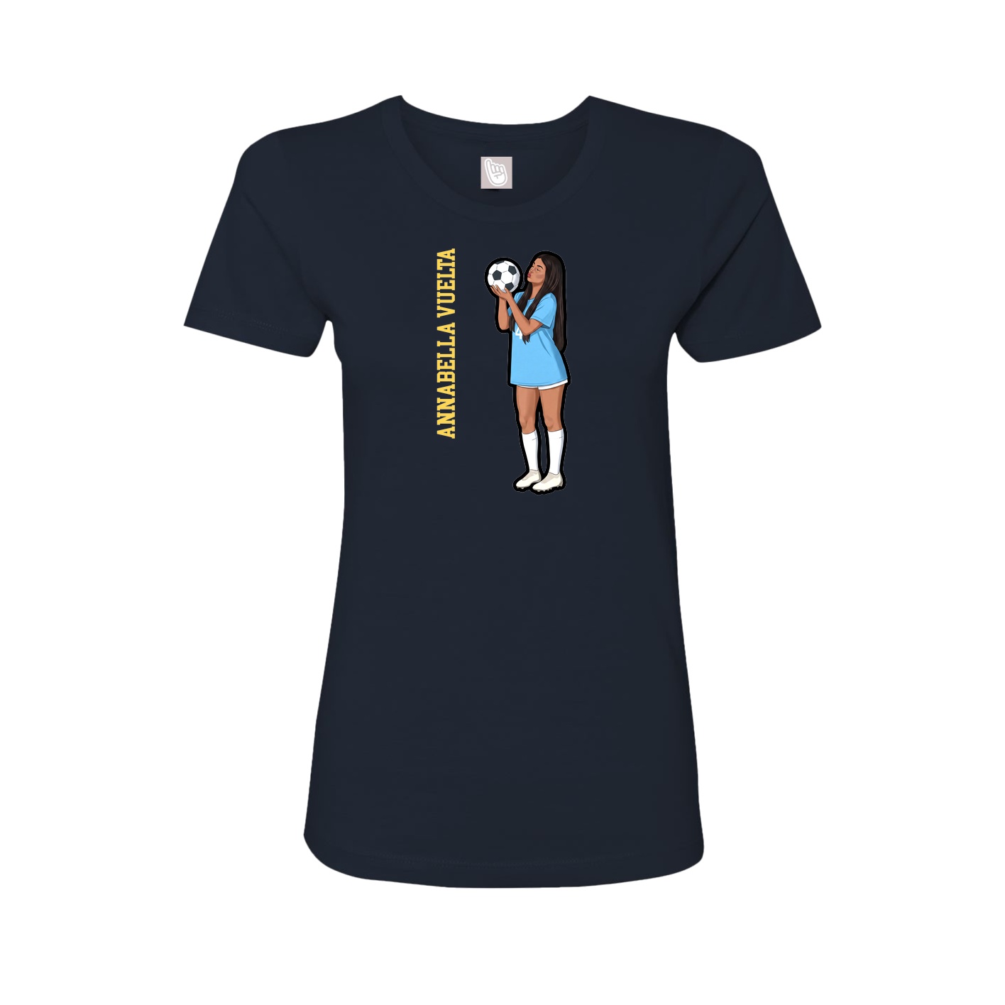 Womens Tee — Name Vertical in Navy
