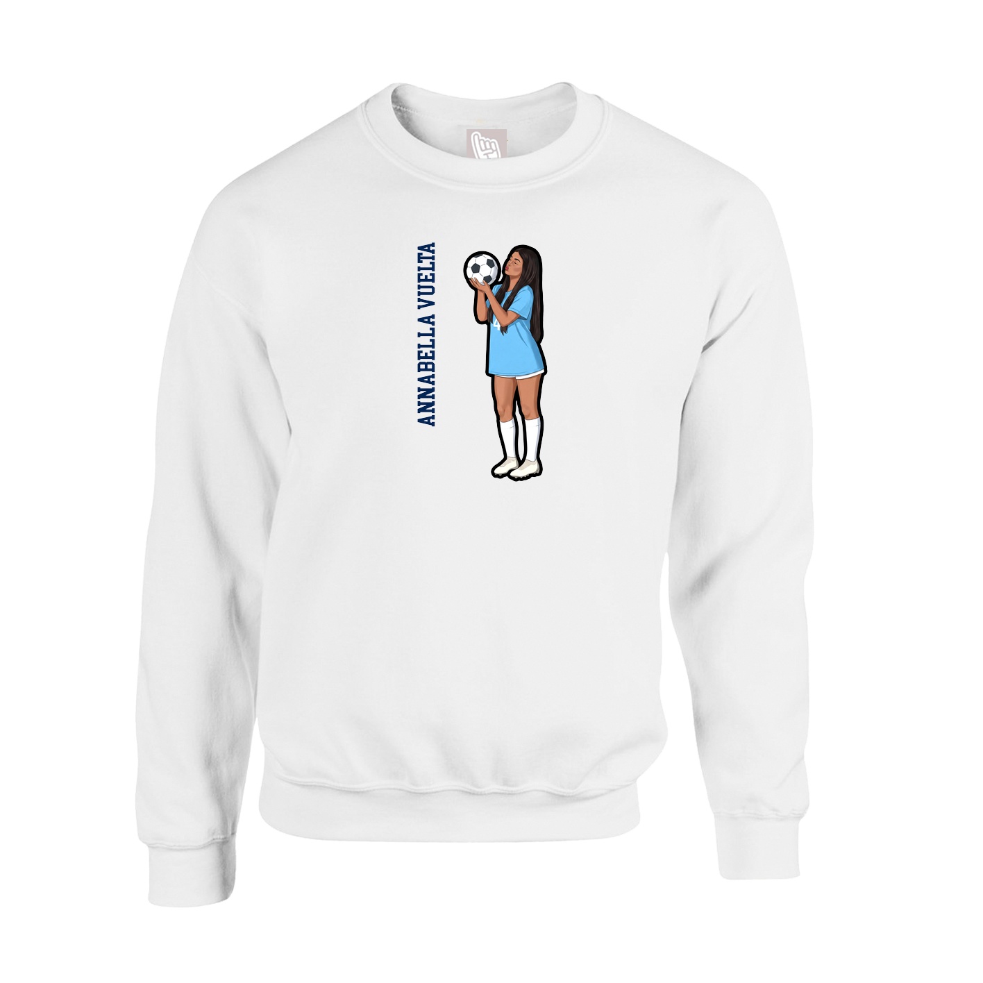 Fleece Crew — Name Vertical in White