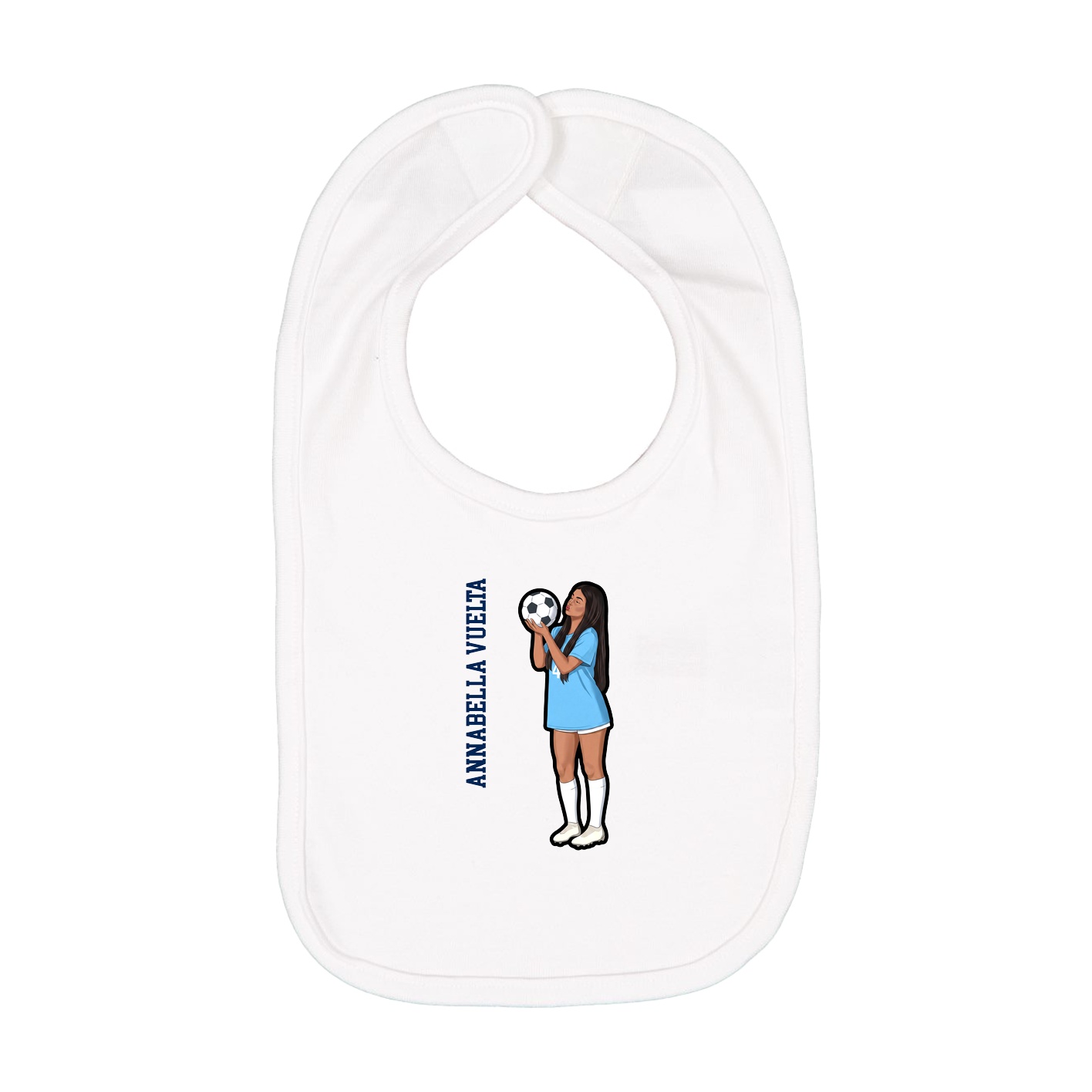 Infant Bib — Name Vertical in White