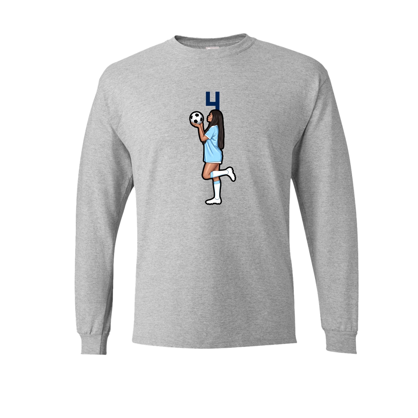 Long Sleeve Tee — Number Top in Grey