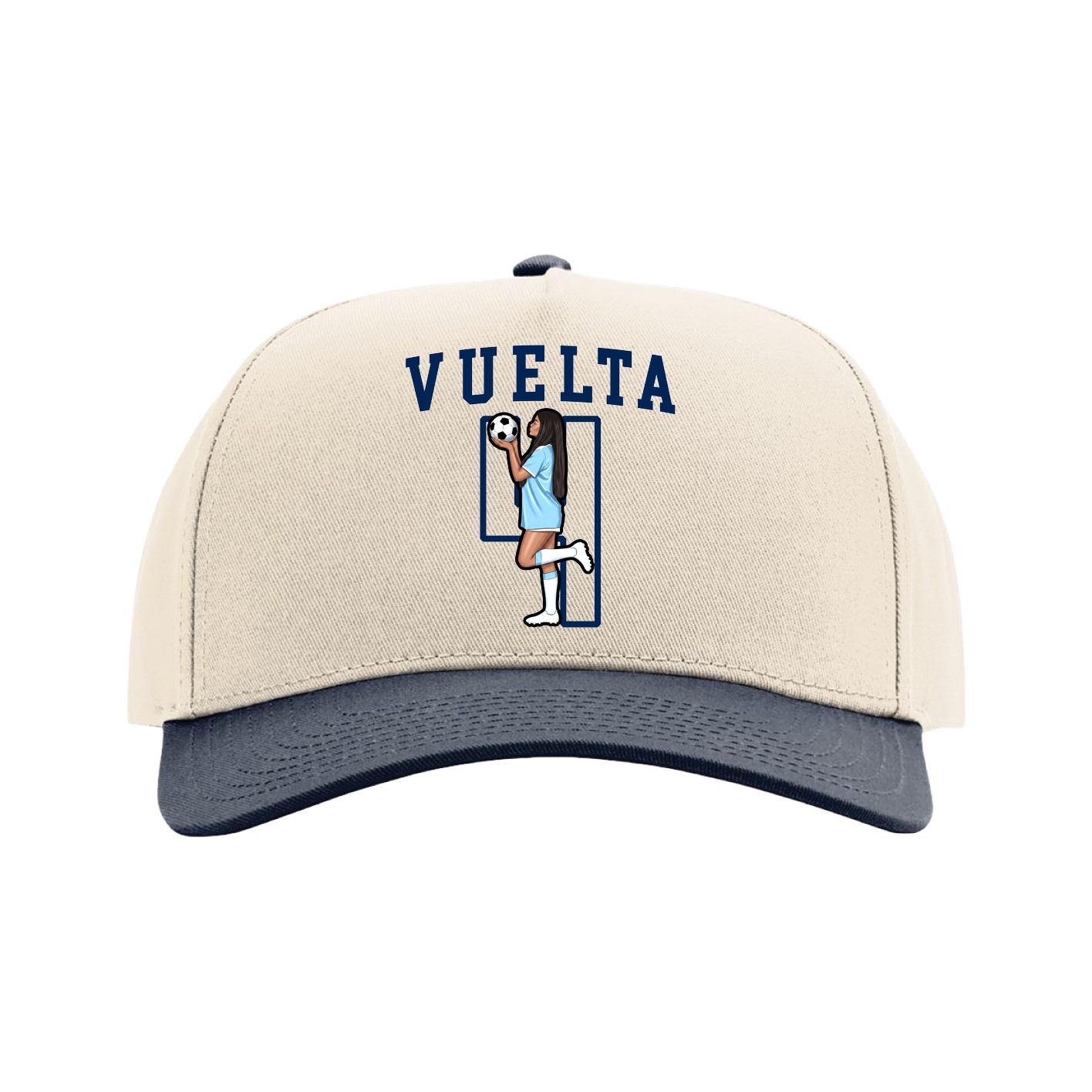Full Fabric Five-Panel Champ Cap — Shirsey in Cream/Navy