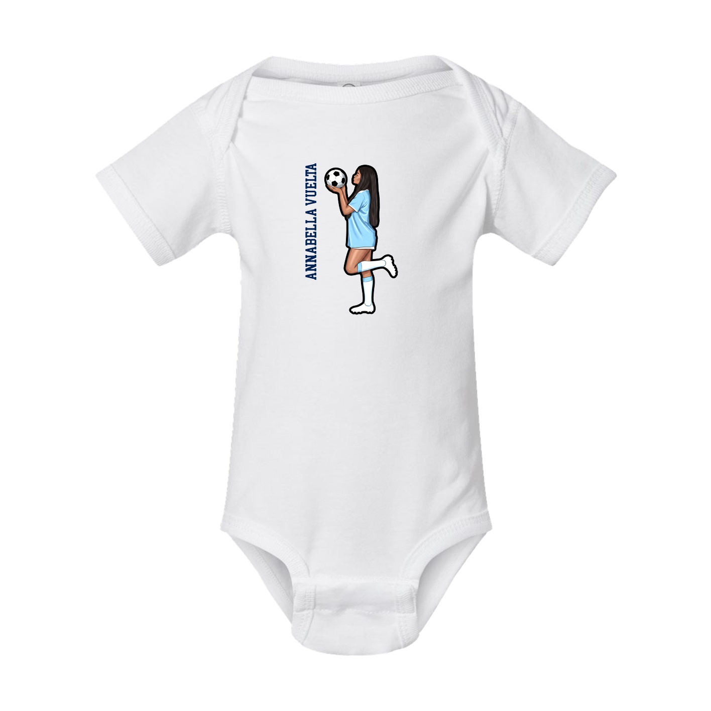 Baby Onesie — Name Vertical in White