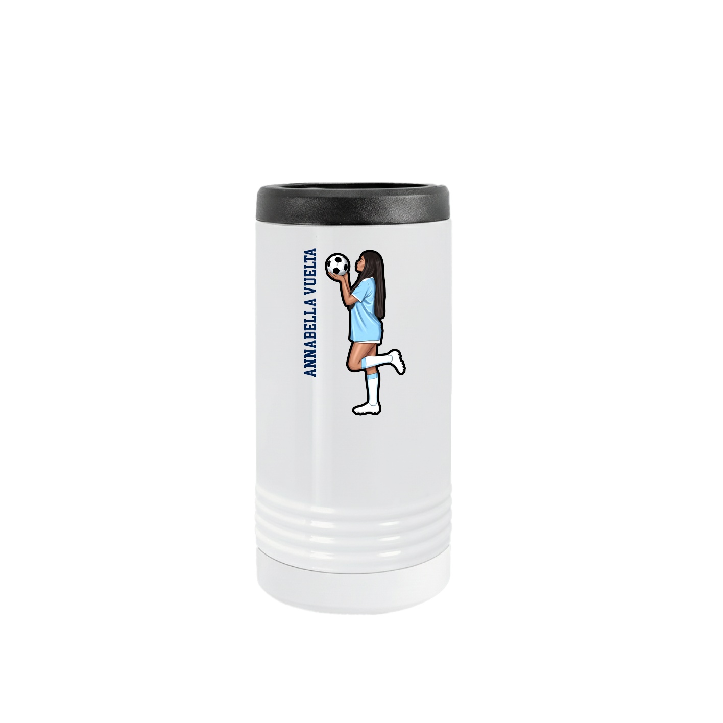 Slim Beverage Holder — Name Vertical in White