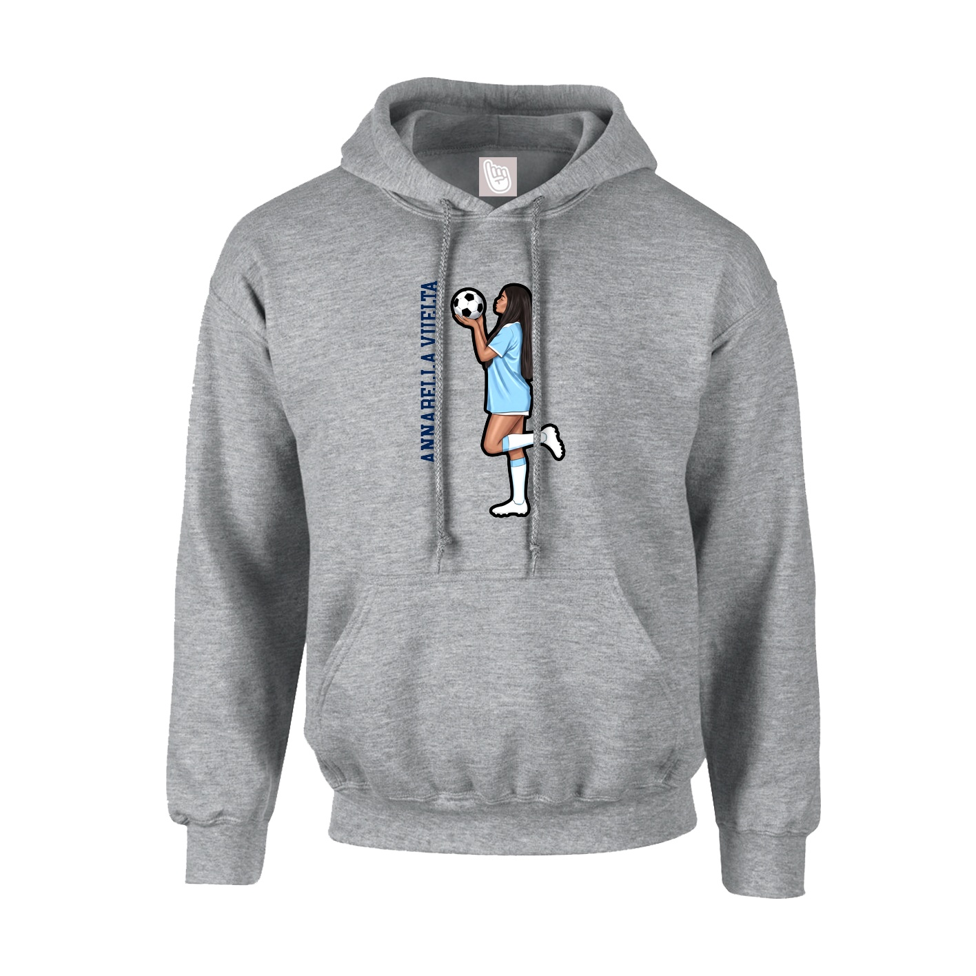 Hoodie — Name Vertical in Grey