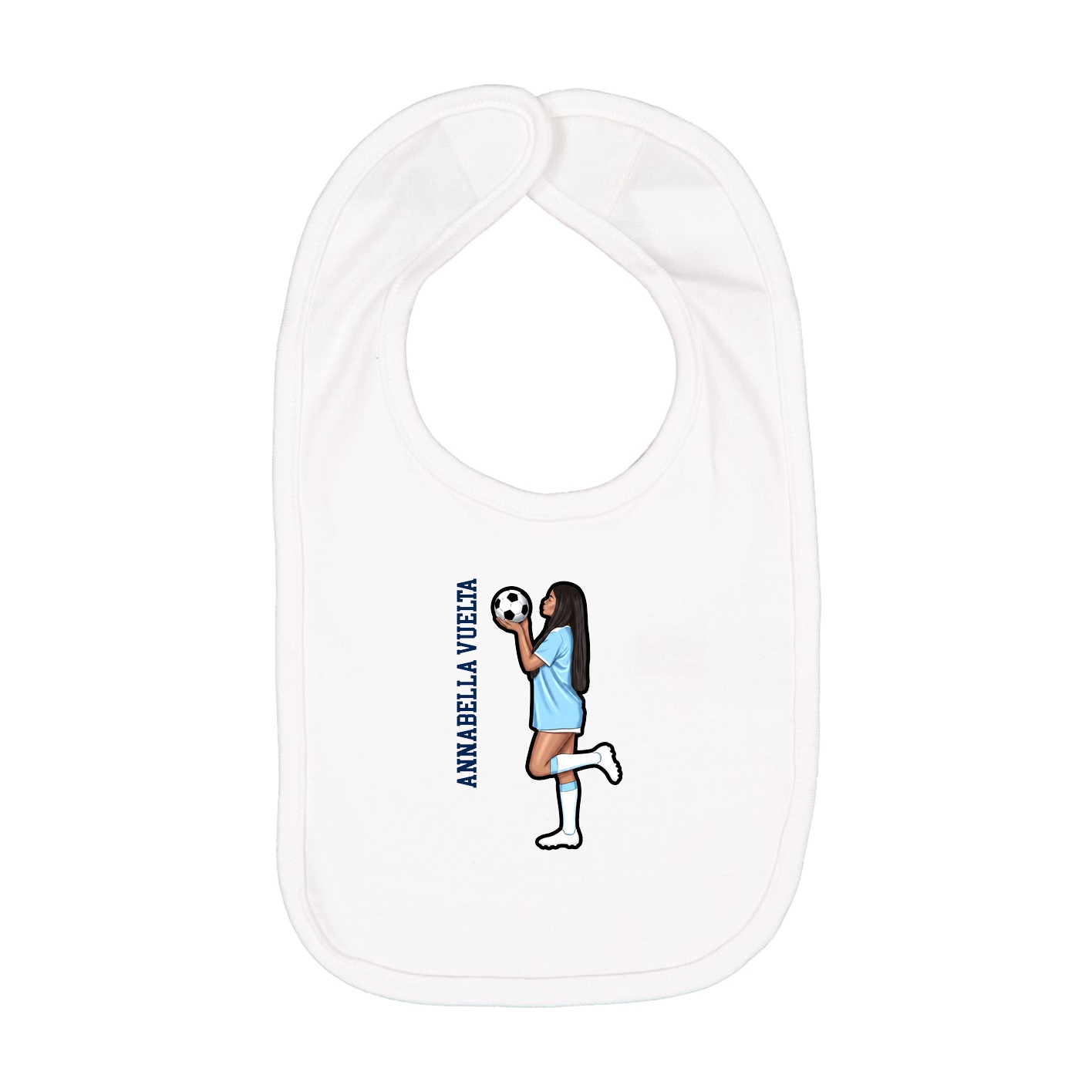 Infant Bib — Name Vertical in White
