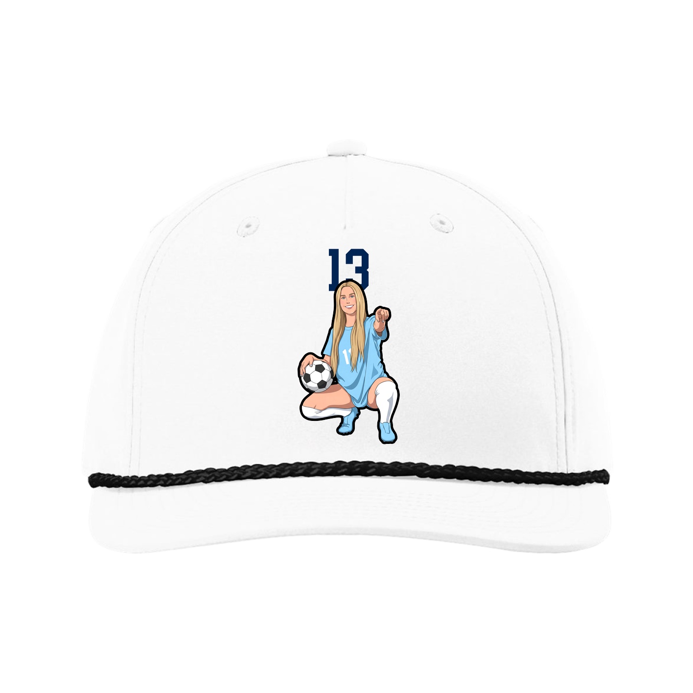 Five-Panel Classic Rope Cap — Number Top in White