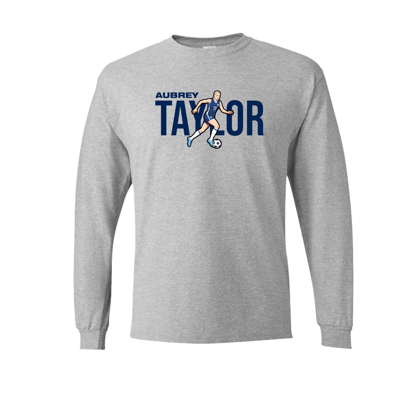 Long Sleeve Tee — Player Name in Grey