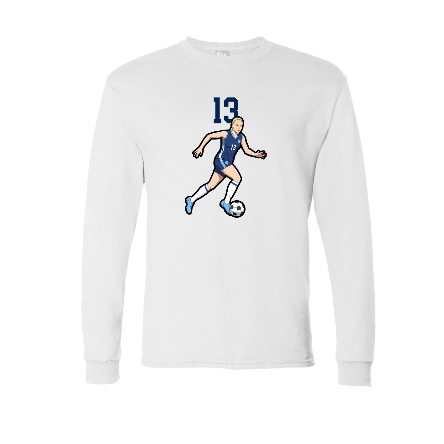 Long Sleeve Tee — Number Top in White