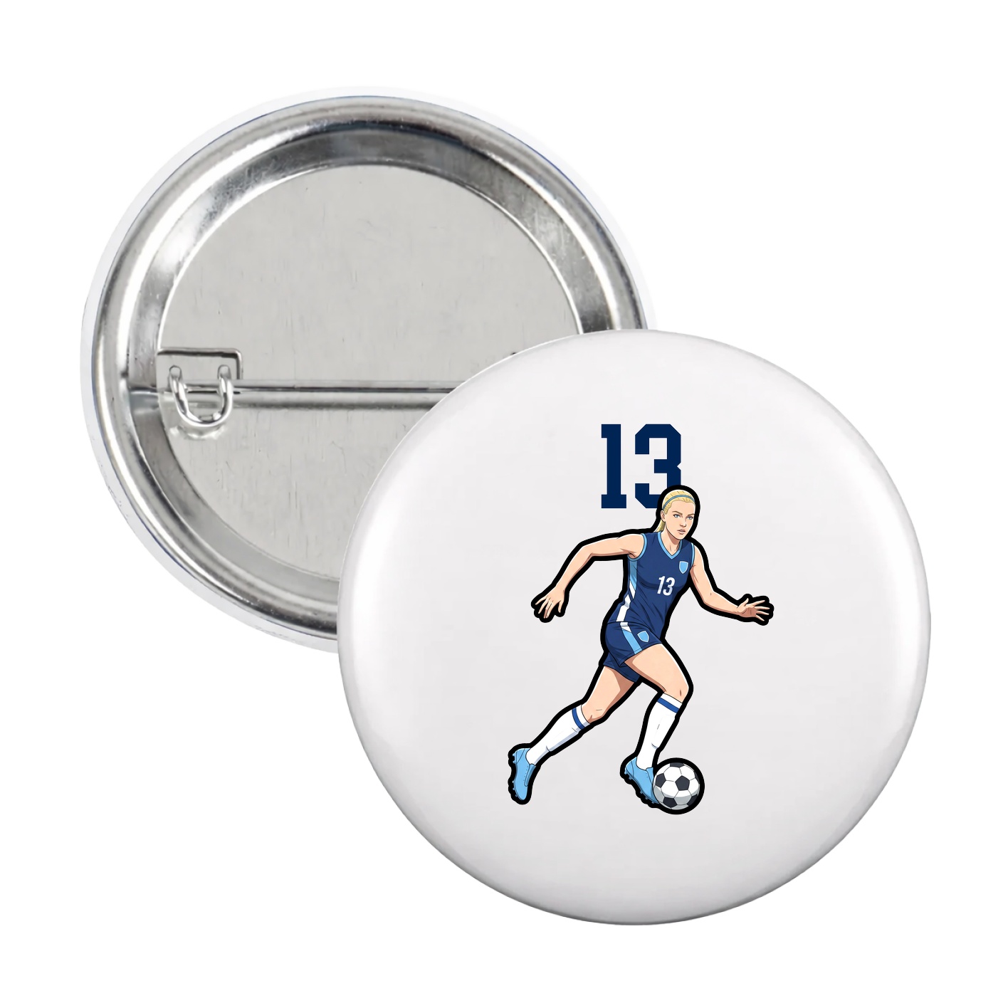 Game Day Button — Number Top in White