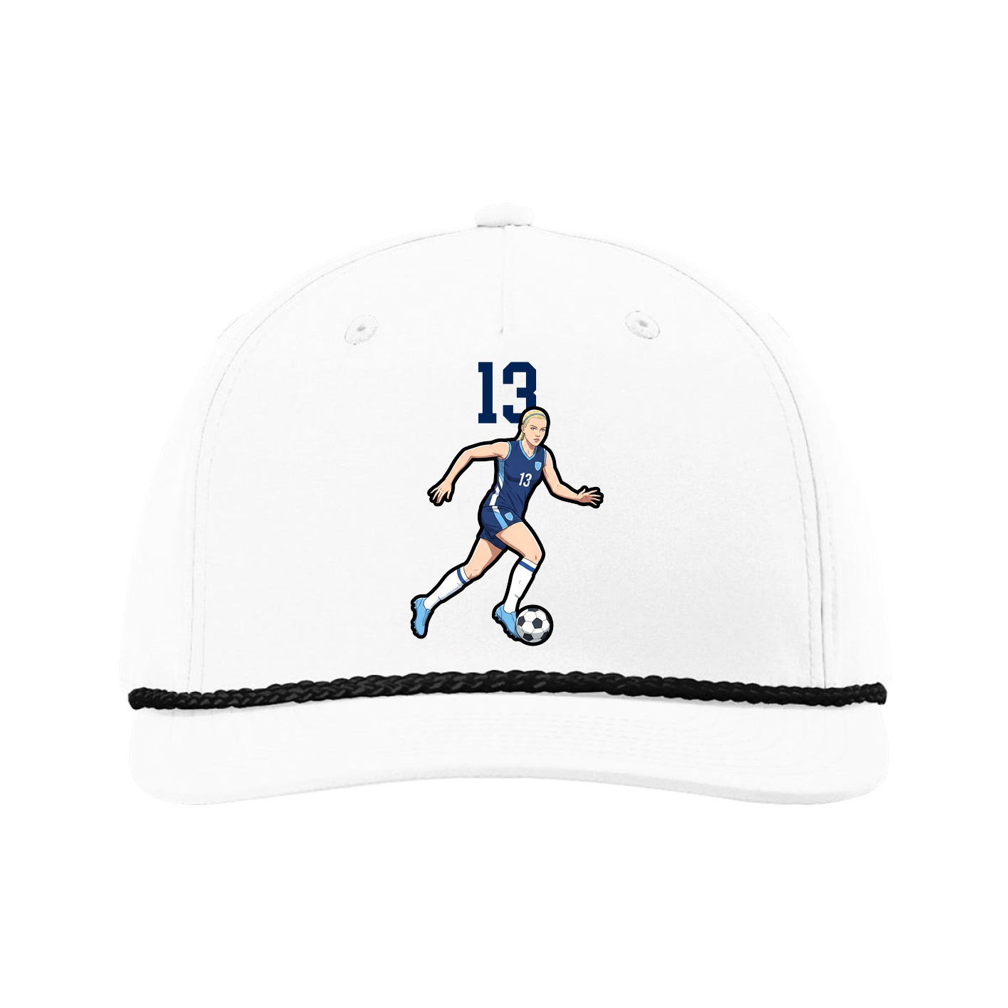 Five-Panel Classic Rope Cap — Number Top in White