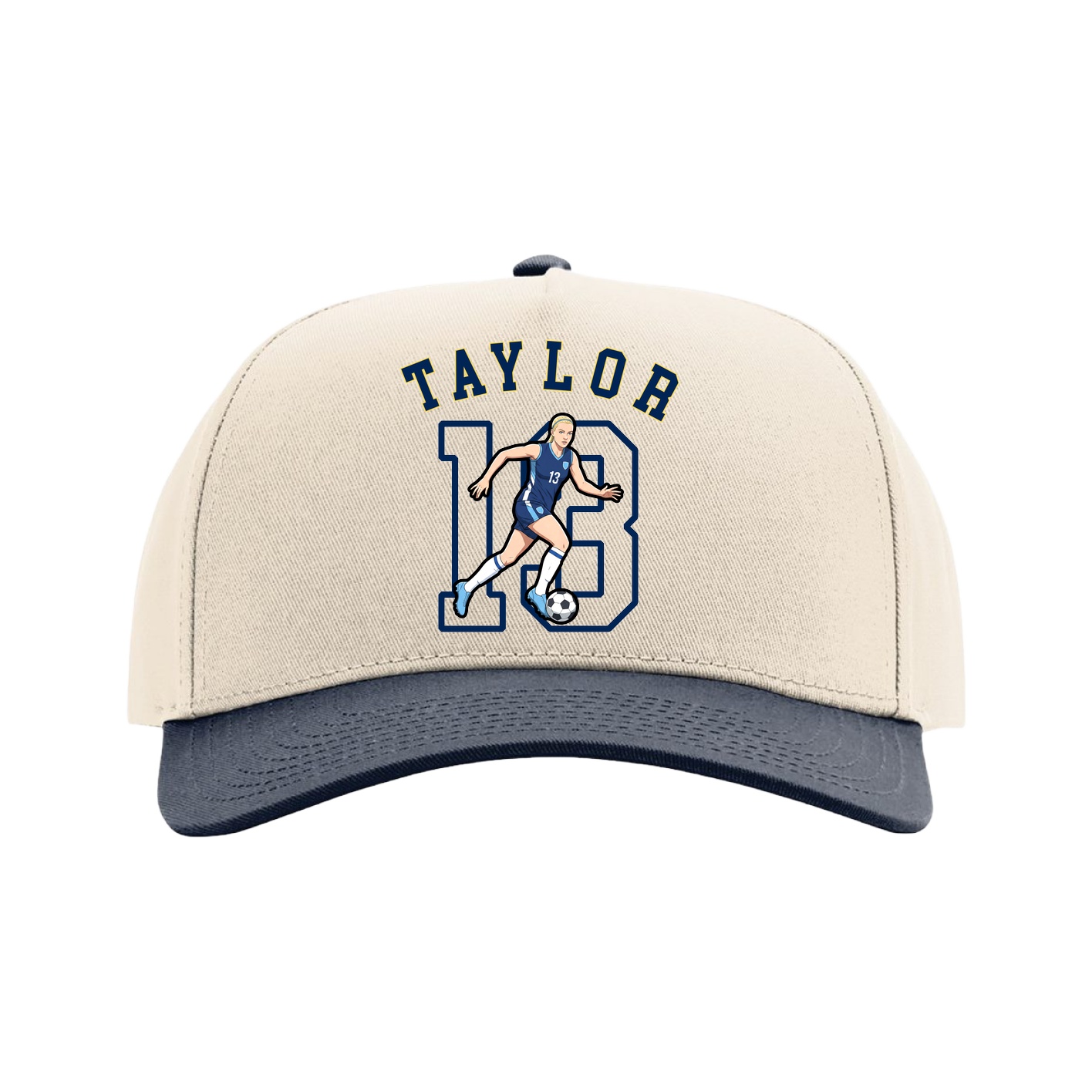 Full Fabric Five-Panel Champ Cap — Shirsey Arch in Cream/Navy