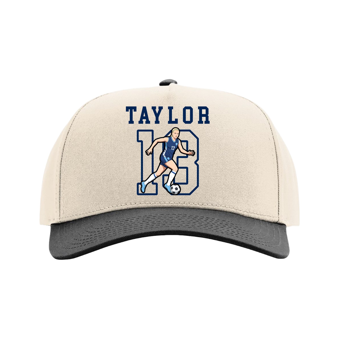 Full Fabric Five-Panel Champ Cap — Shirsey in Cream/Black