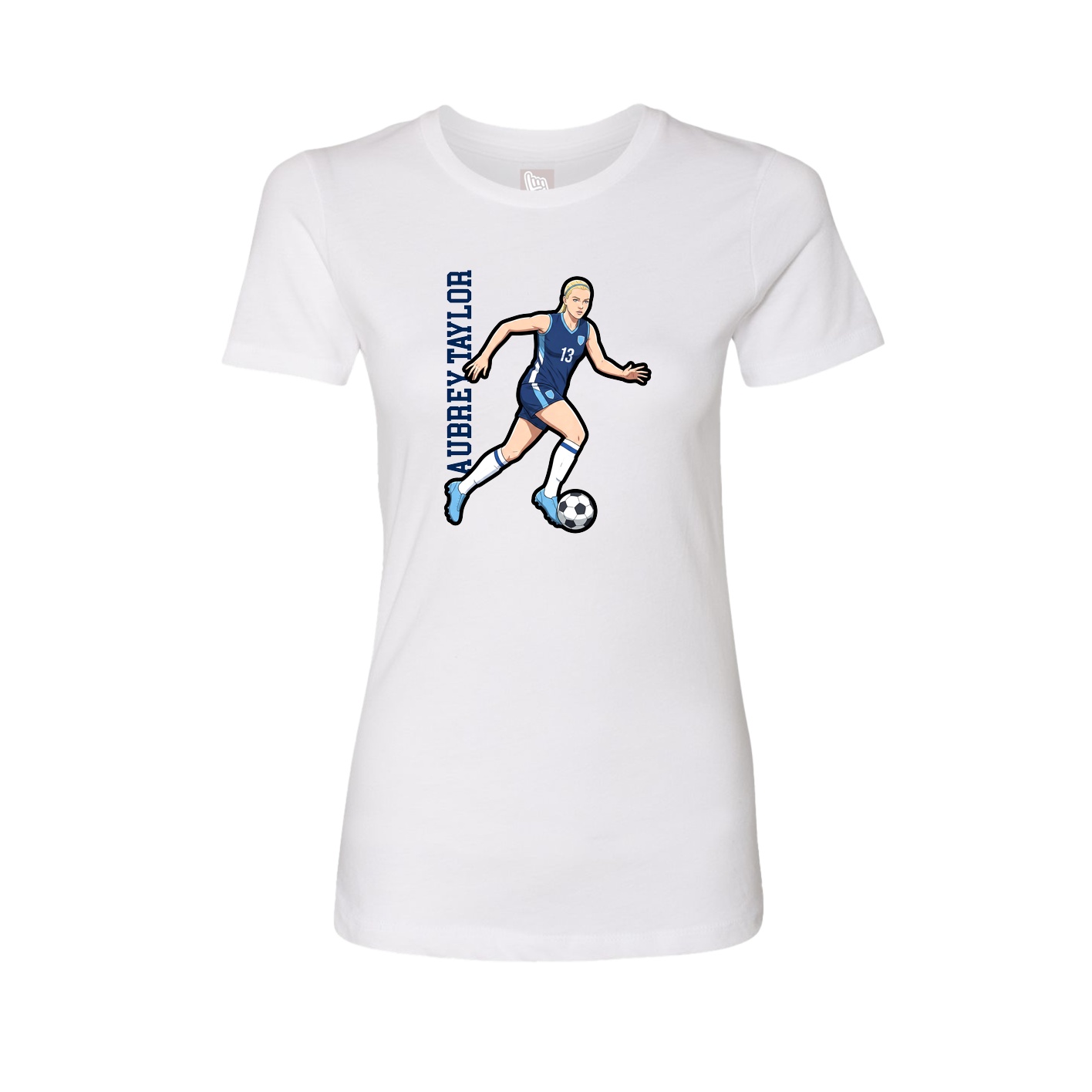 Fitted Women's Tee — Name Vertical in White