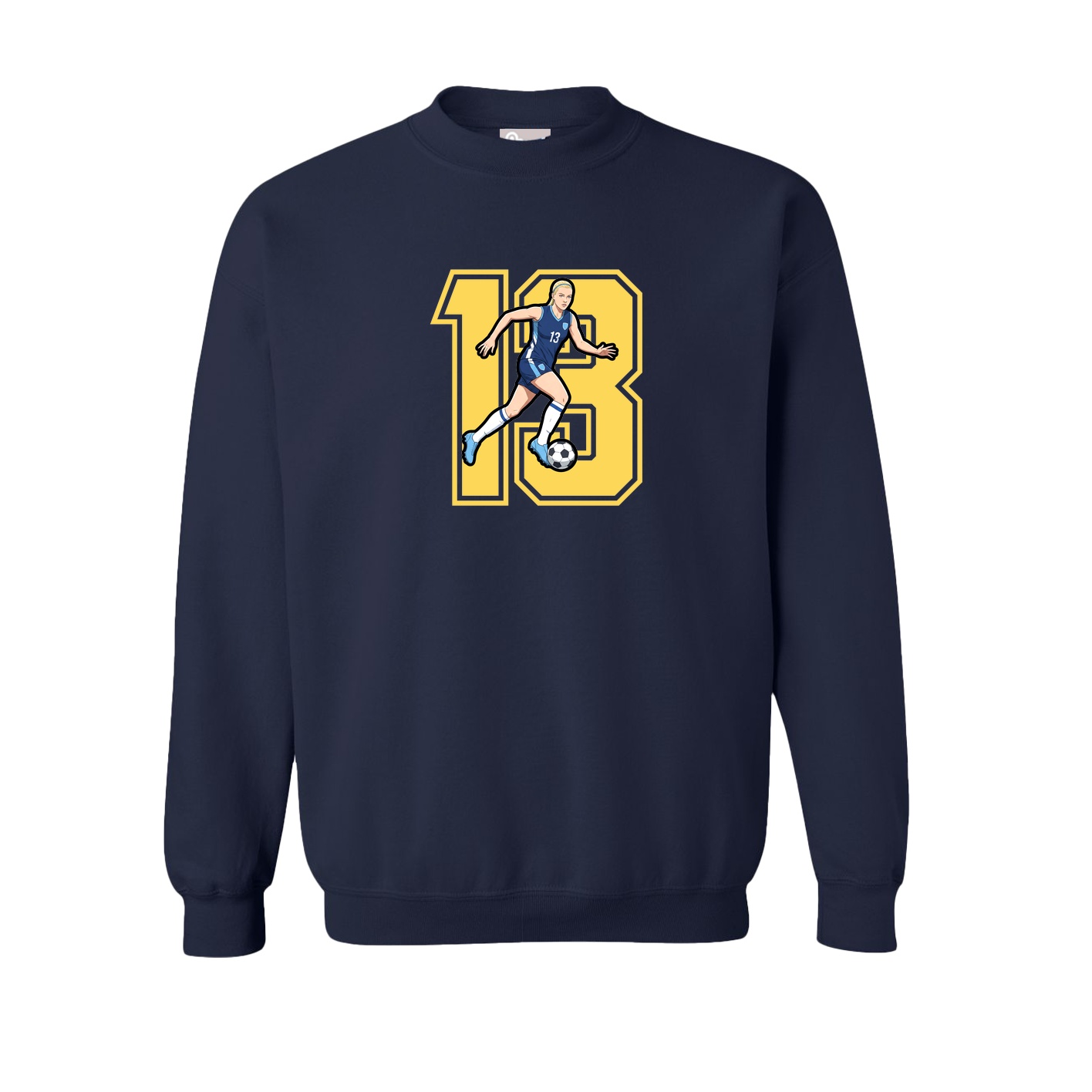 Fleece Crew — Number in Navy