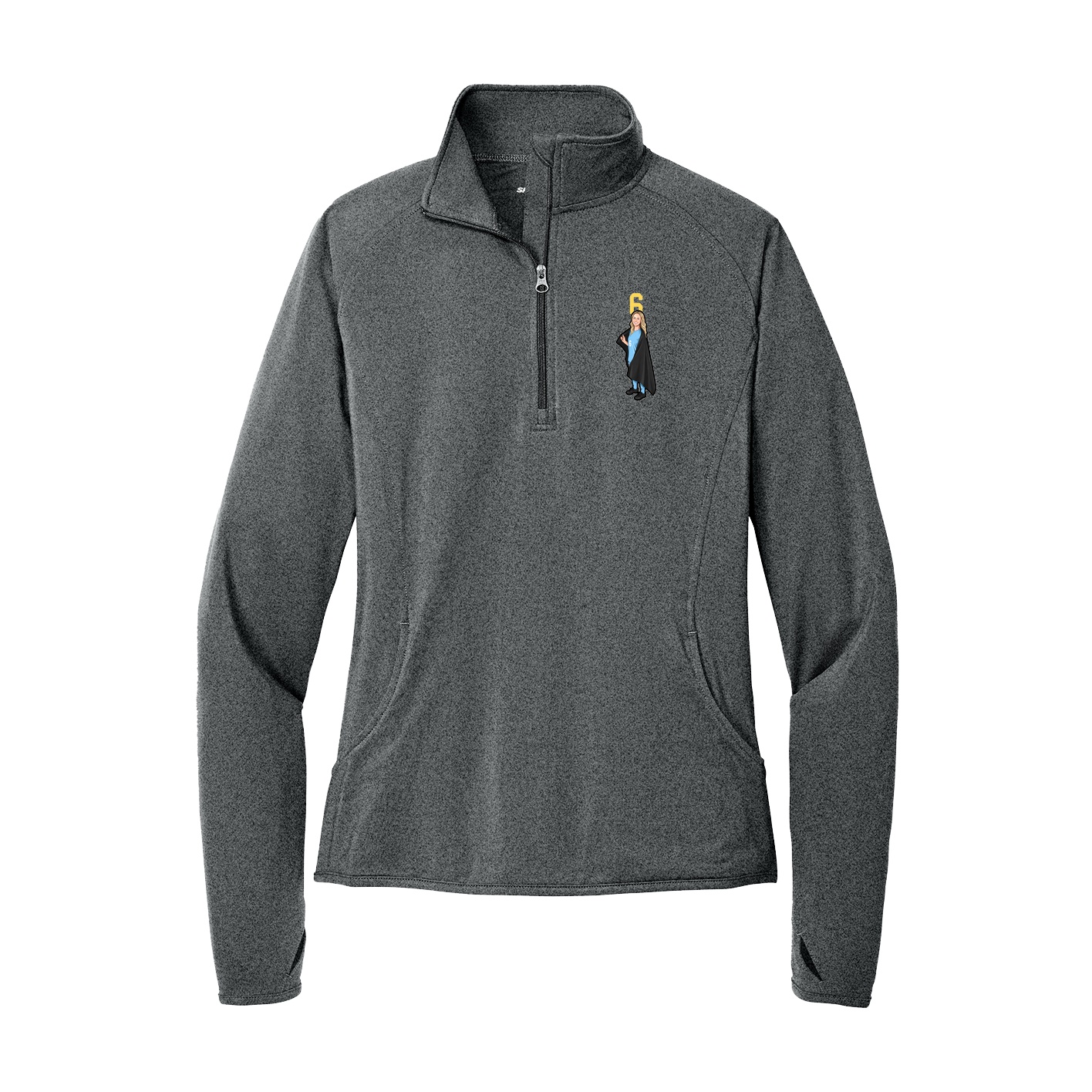Women's Q-Zip Pullover — Number Top in Grey