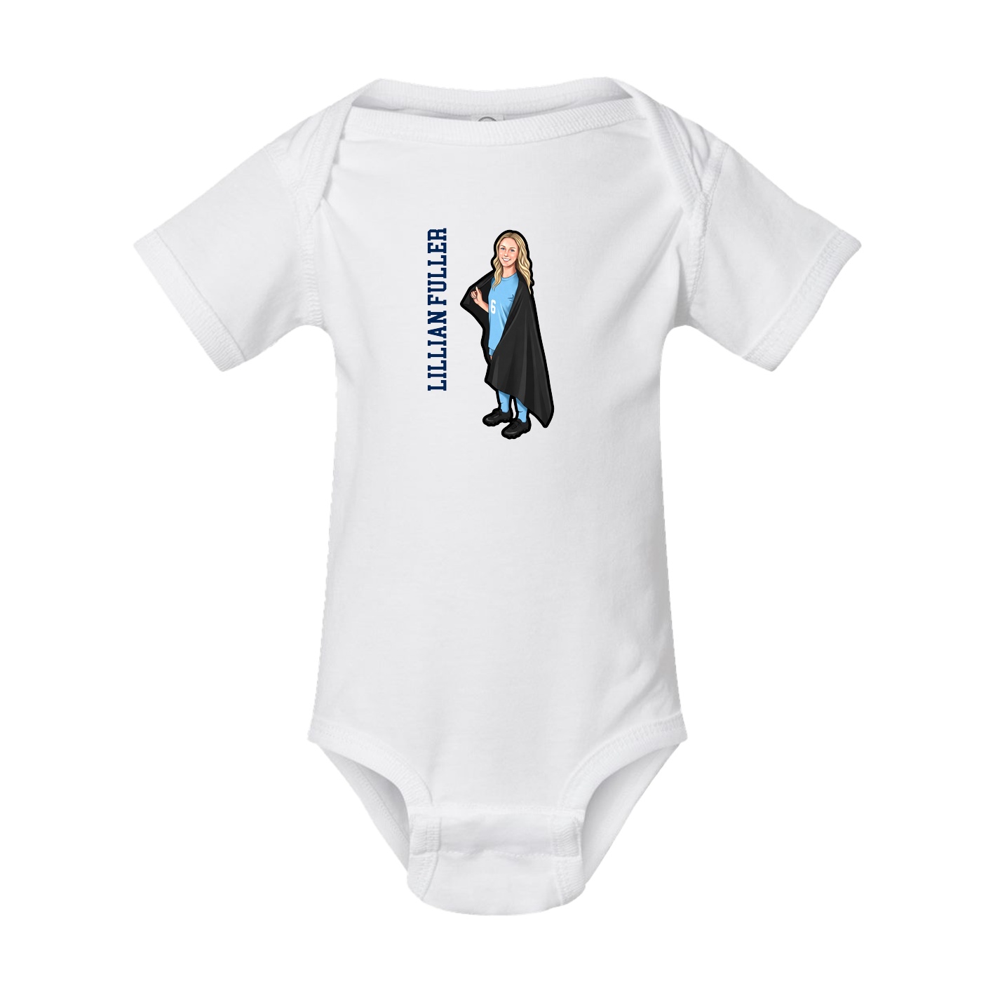 Baby Onesie — Name Vertical in White