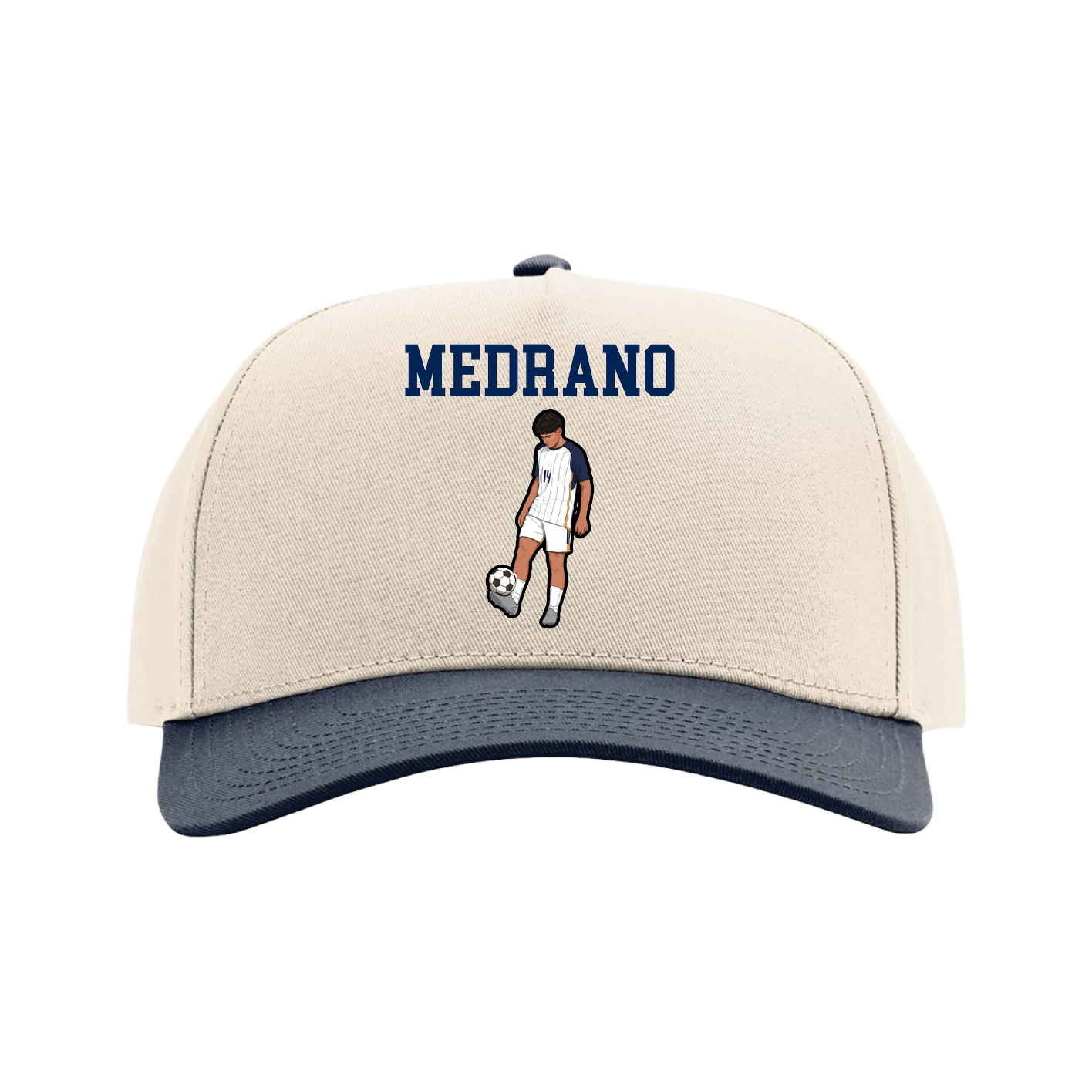 Full Fabric Five-Panel Champ Cap — Shirsey in Cream/Navy