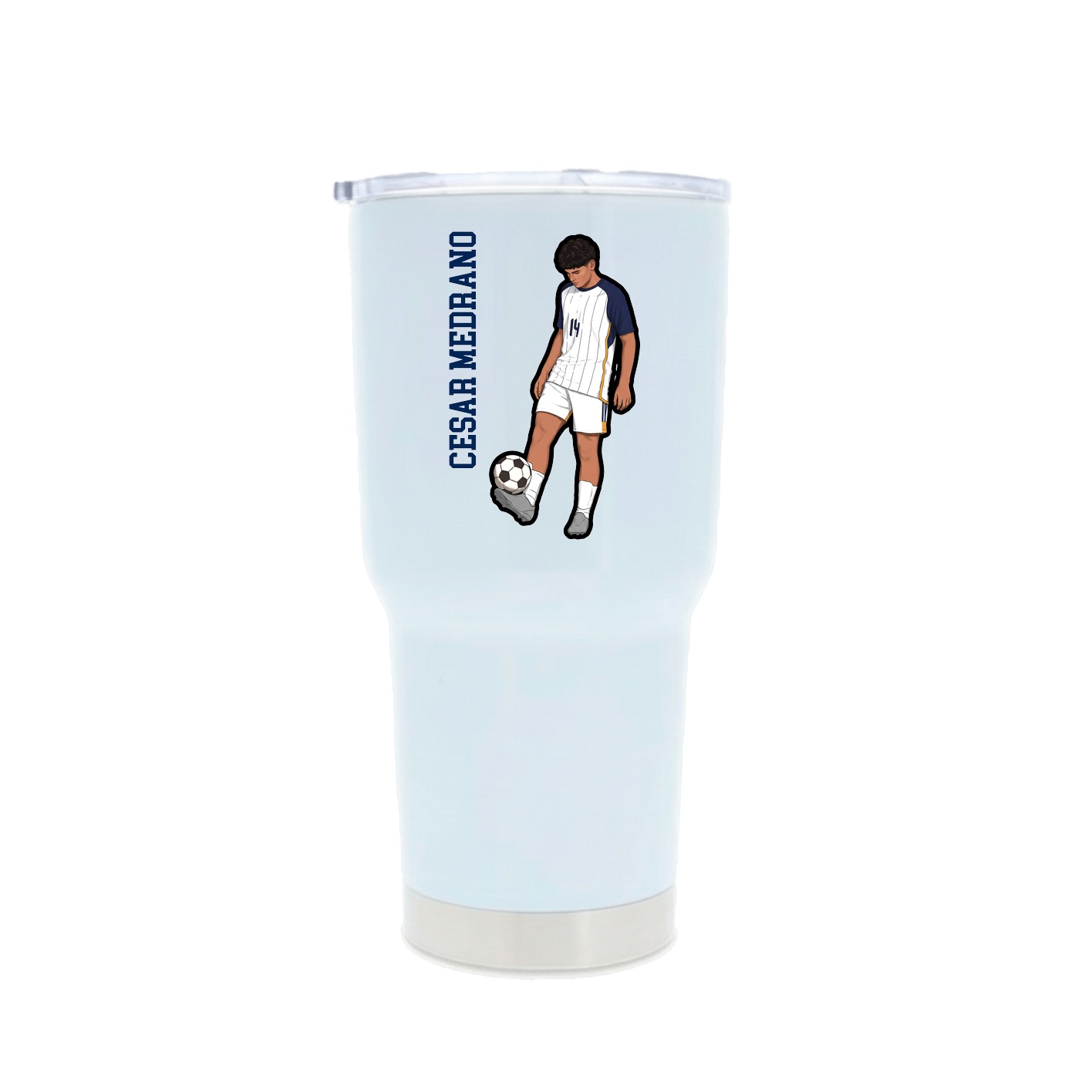 30oz Stainless Steel Tumbler — Name Vertical in White