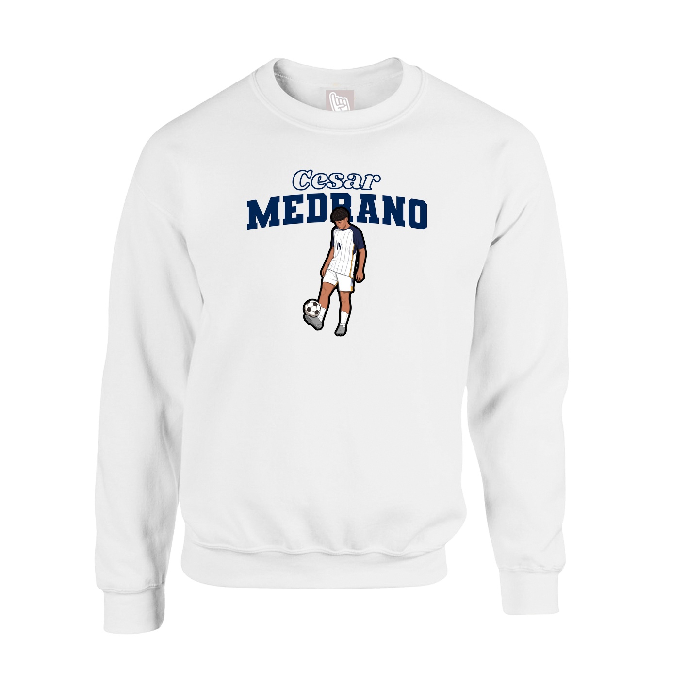 Fleece Crew — Name Arch in White