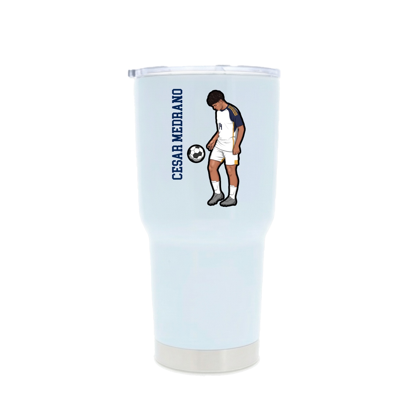 30oz Stainless Steel Tumbler — Name Vertical in White