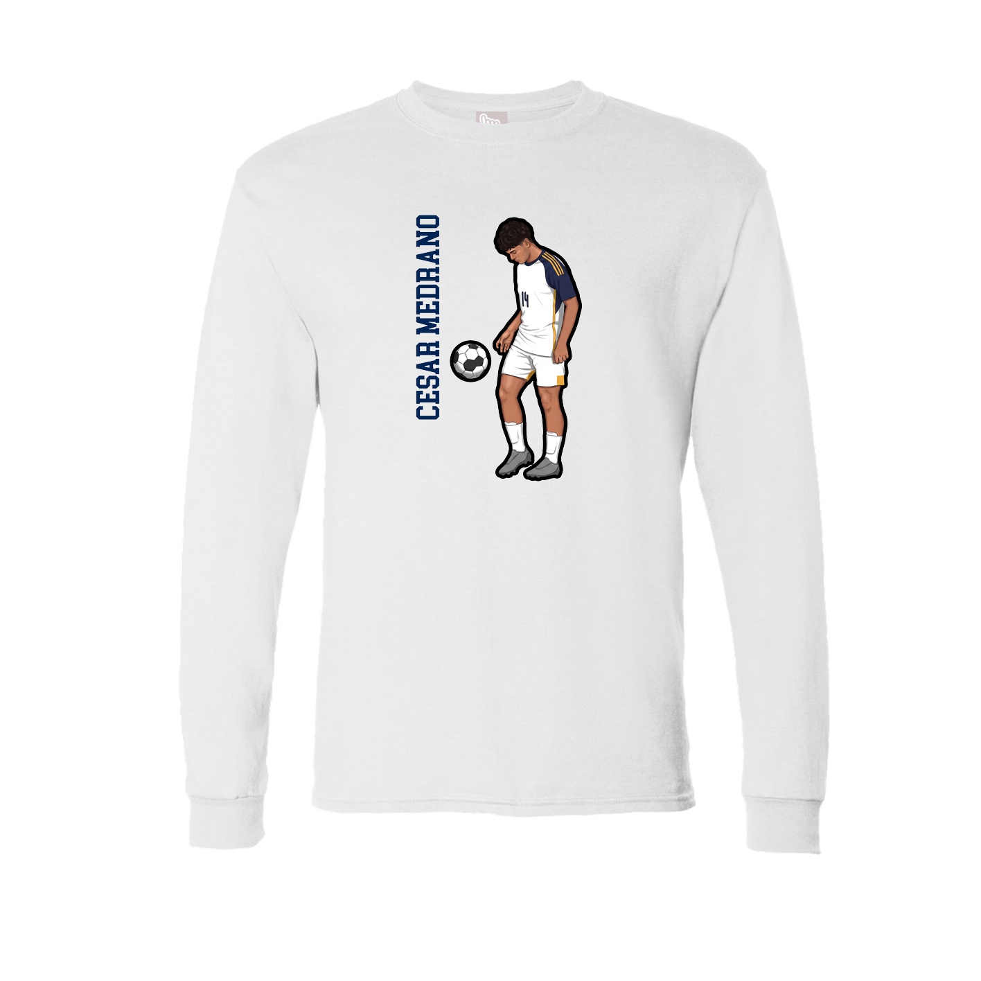 Long Sleeve Tee — Name Vertical in White