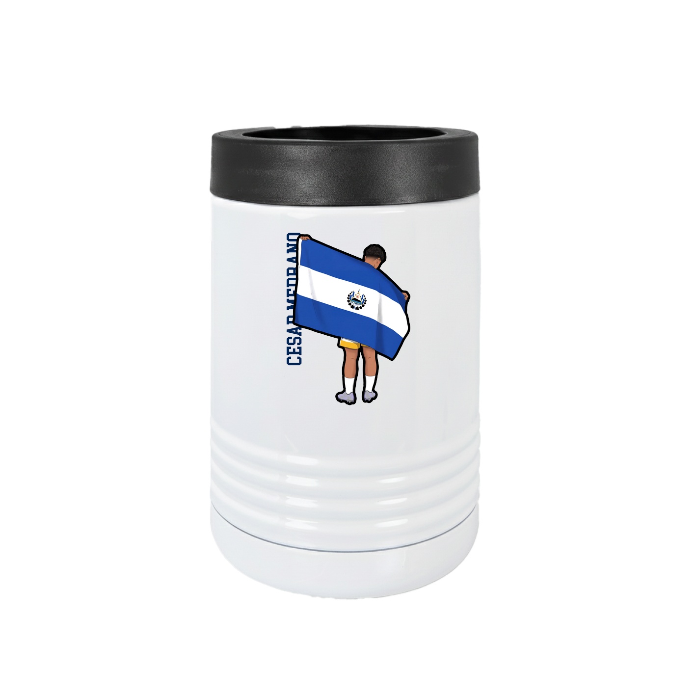 Beverage Holder — Name Vertical in White