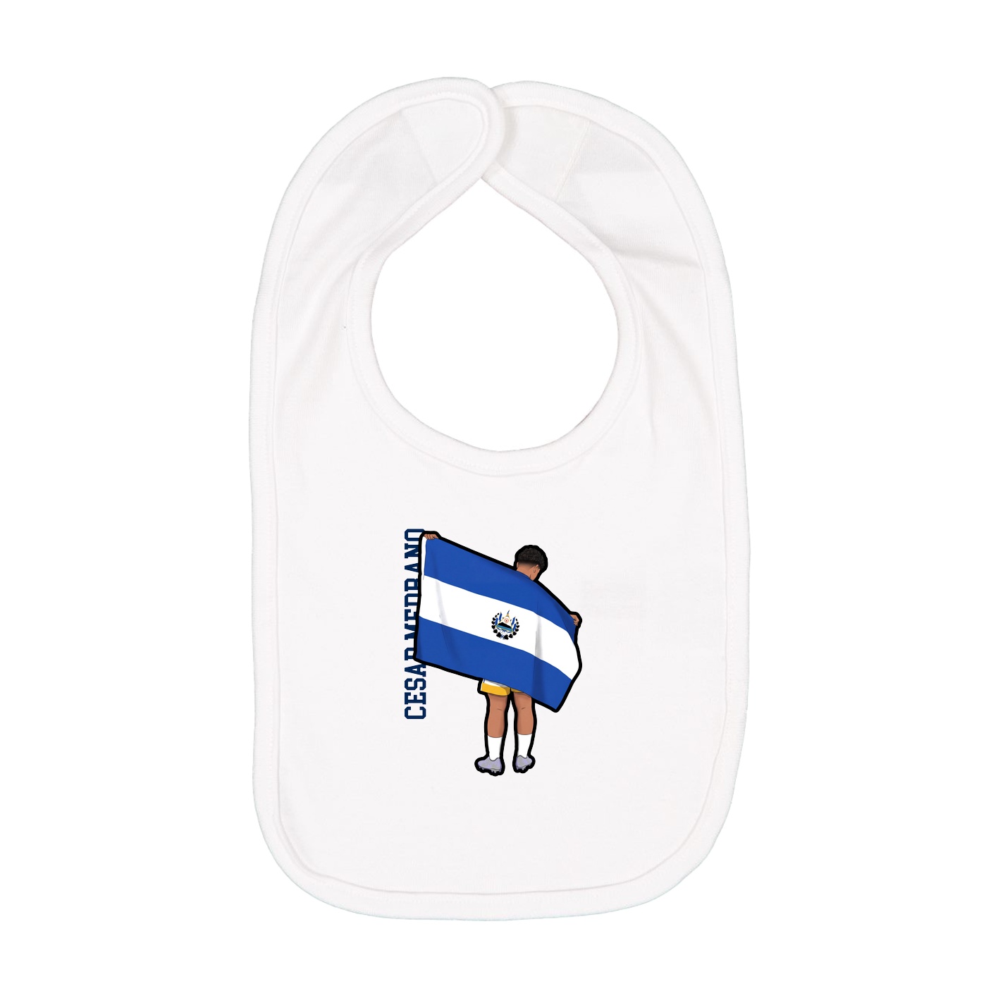 Infant Bib — Name Vertical in White