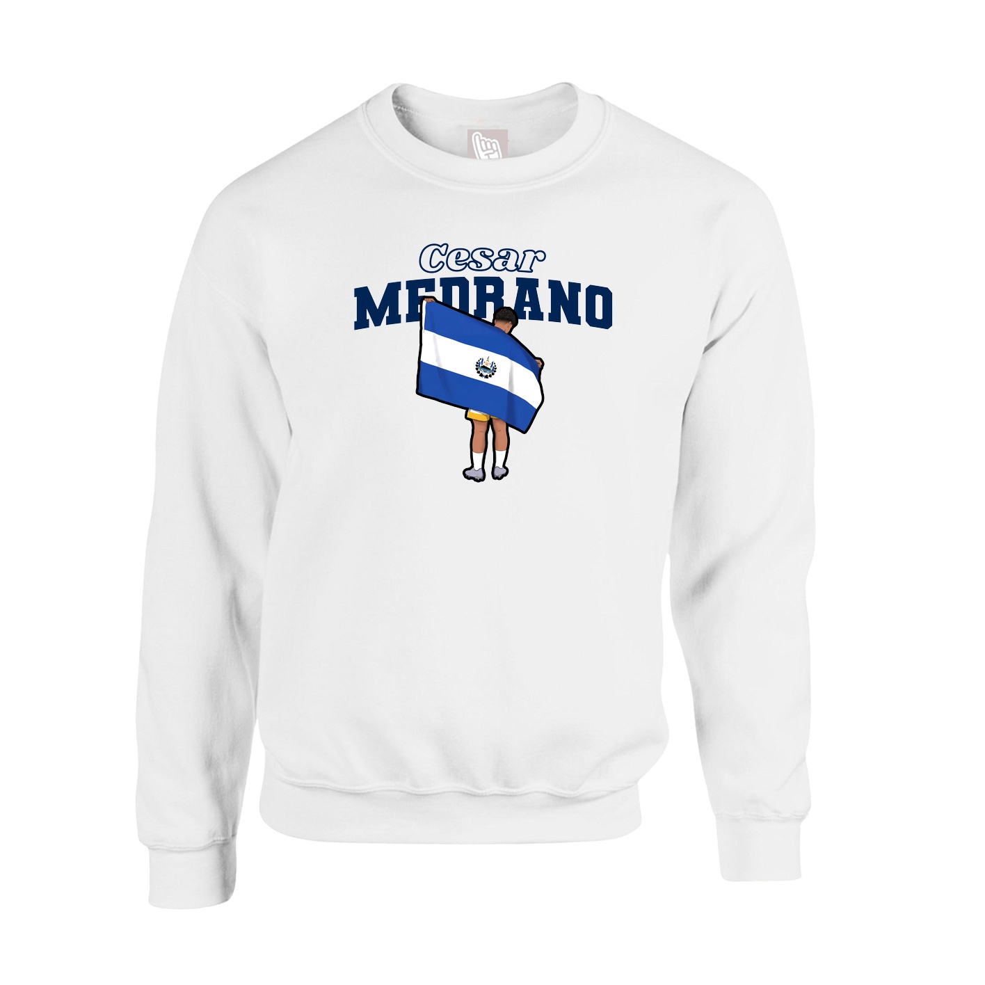 Fleece Crew — Name Arch in White