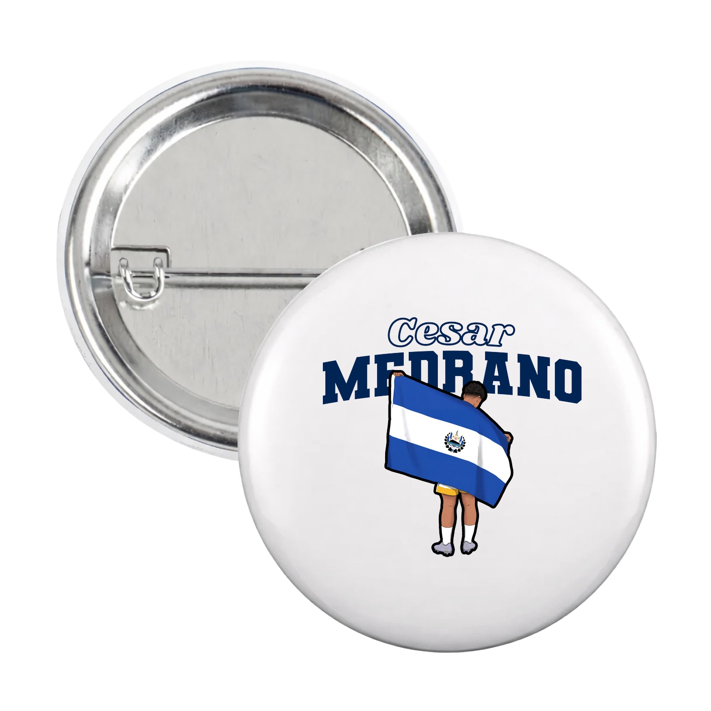 Game Day Button — Name Arch in White