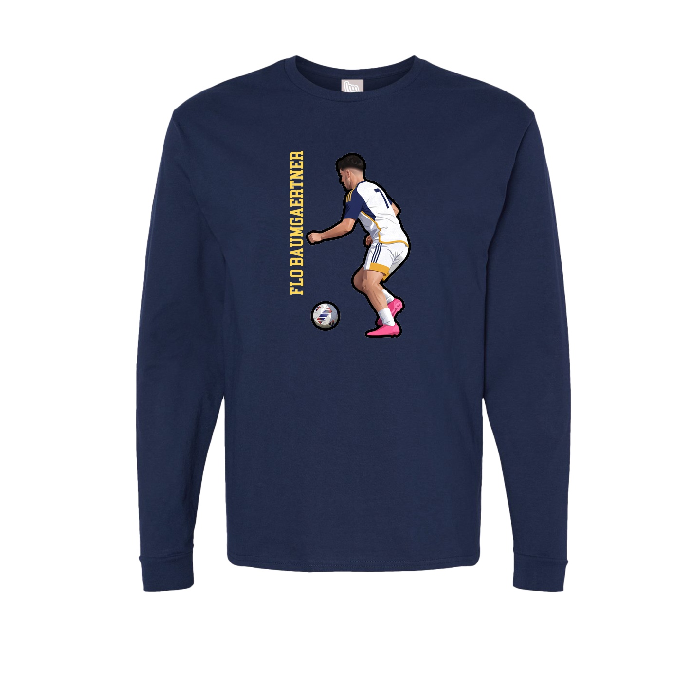 Long Sleeve Tee — Name Vertical in Navy