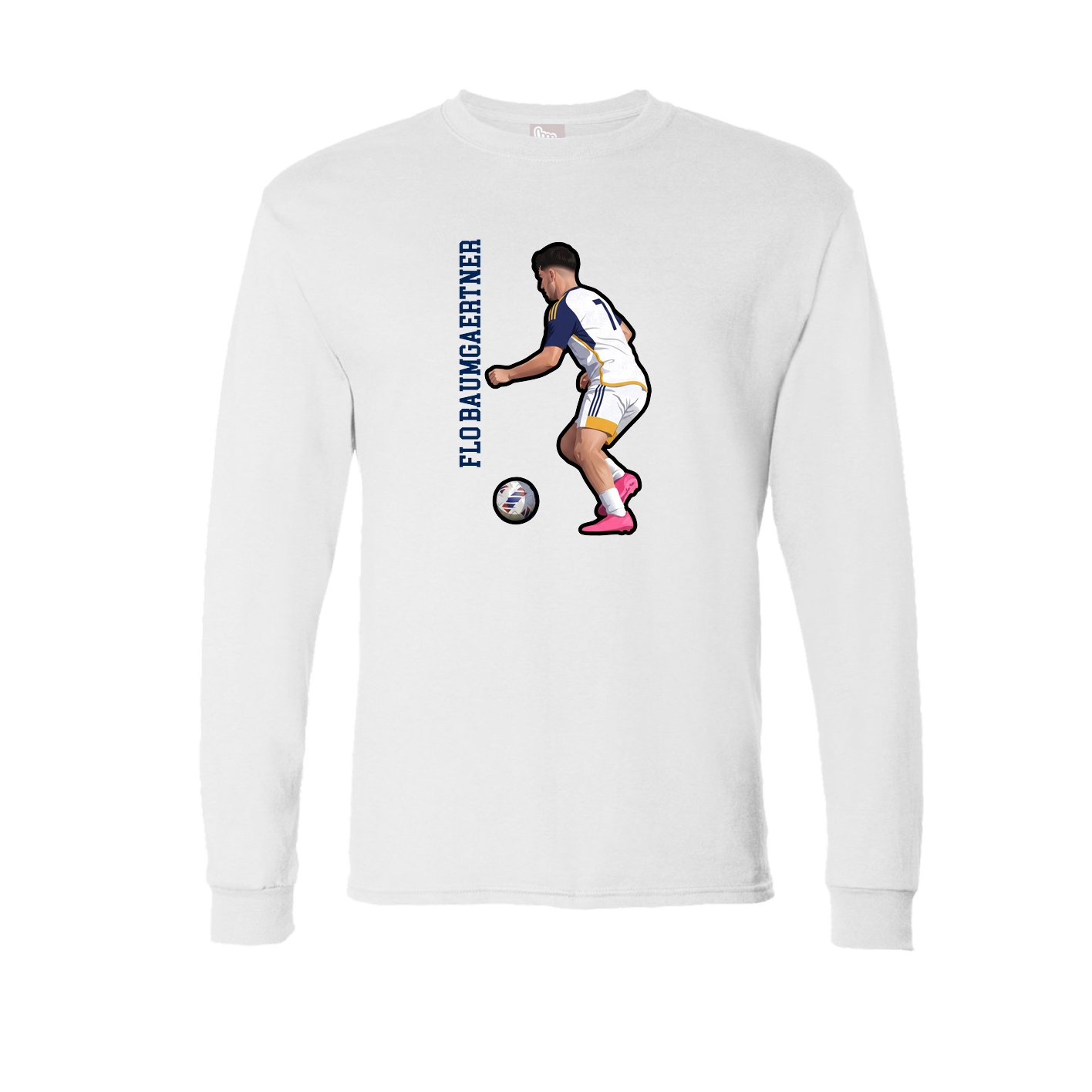 Long Sleeve Tee — Name Vertical in White