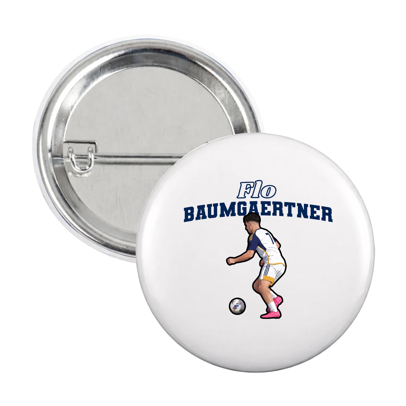 Game Day Button — Name Arch in White