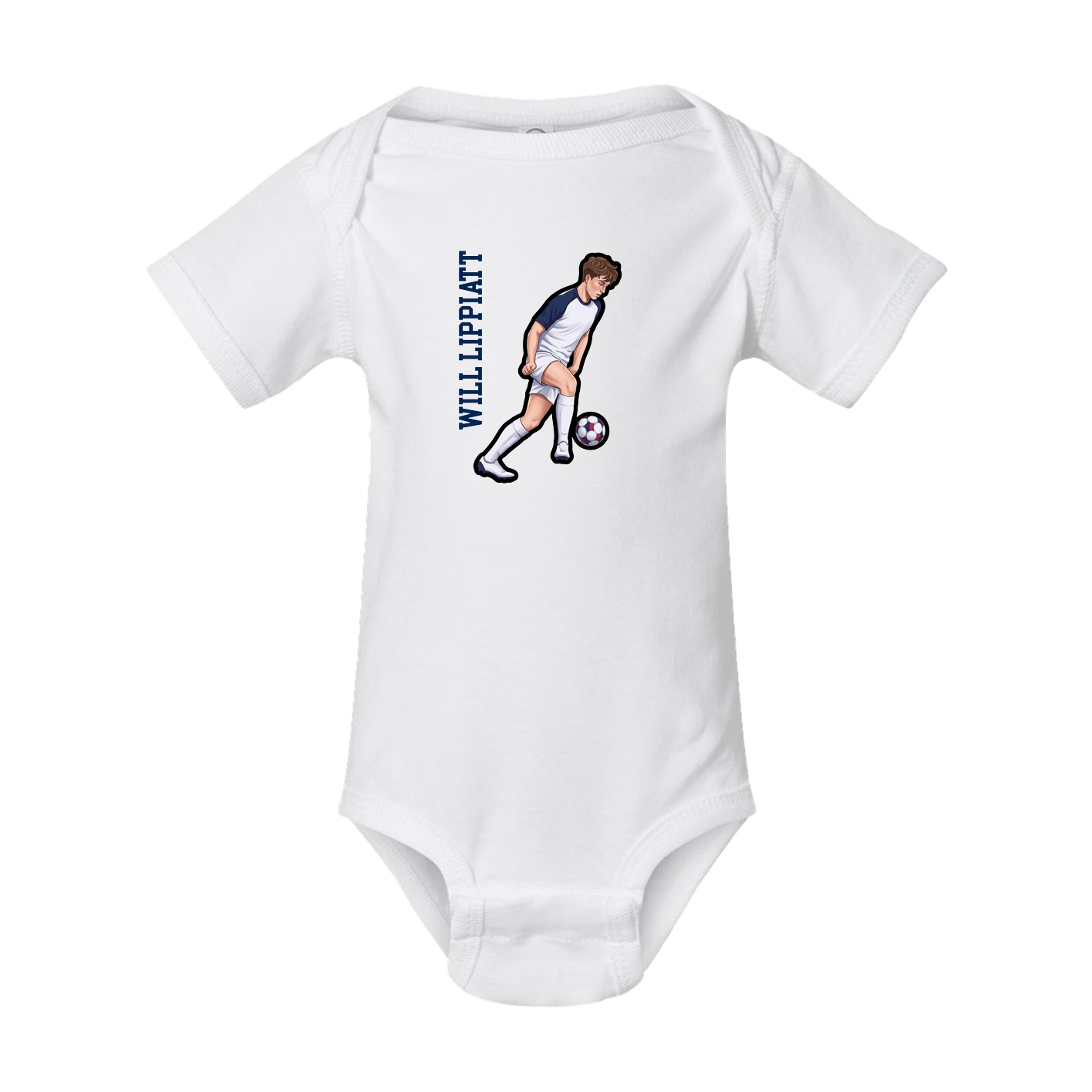 Baby Onesie — Name Vertical in White