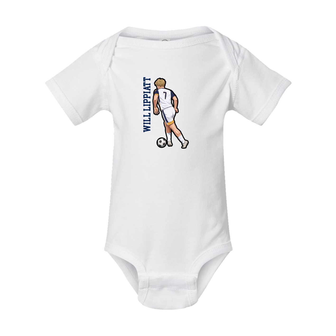 Baby Onesie — Name Vertical in White