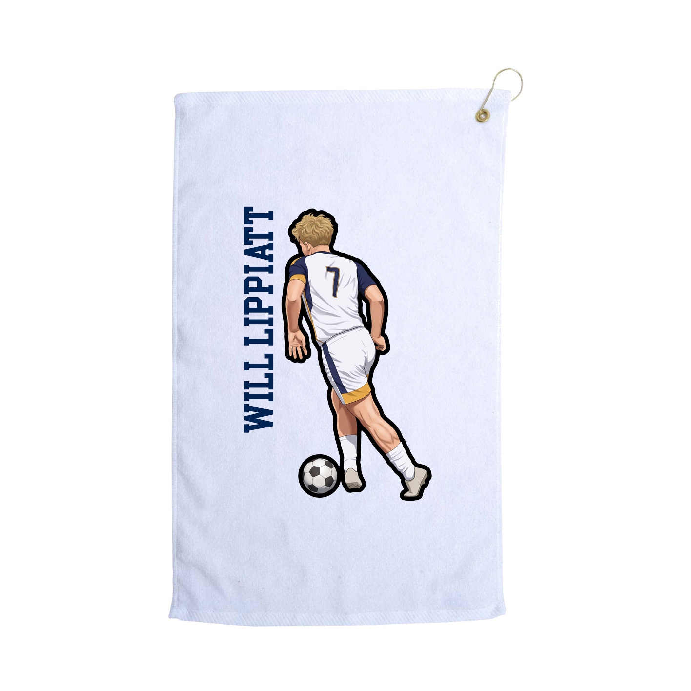 Golf Towel — Name Vertical in White