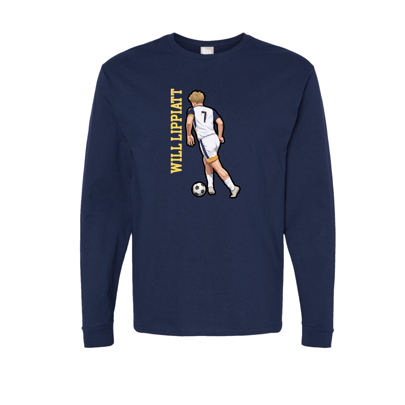 Long Sleeve Tee — Name Vertical in Navy