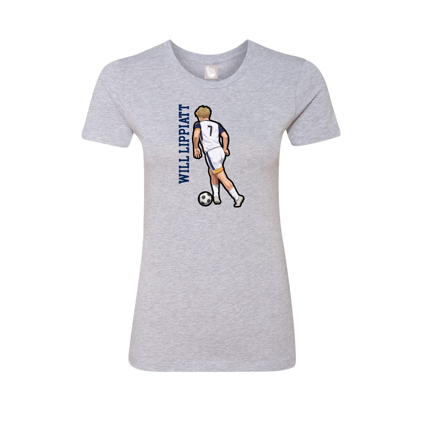 Fitted Women's Tee — Name Vertical in Grey