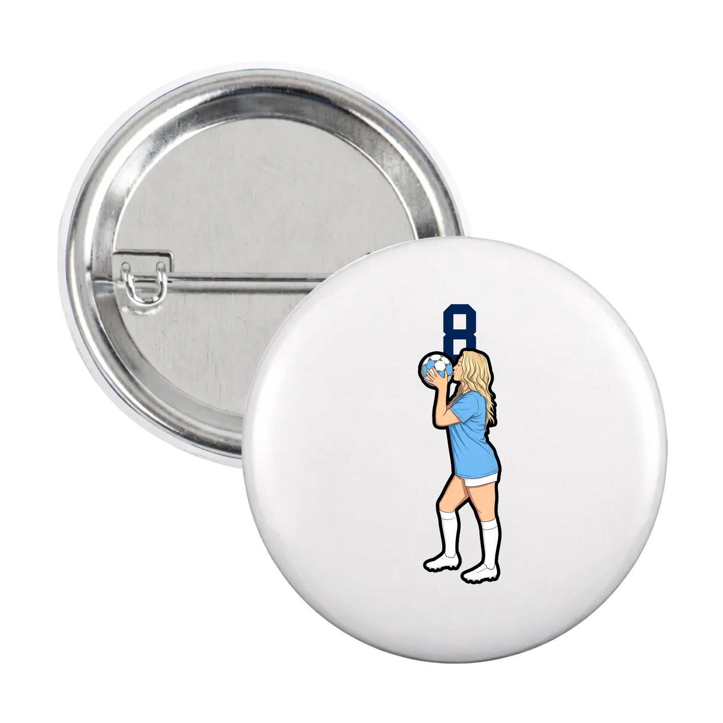 Game Day Button — Number Top in White