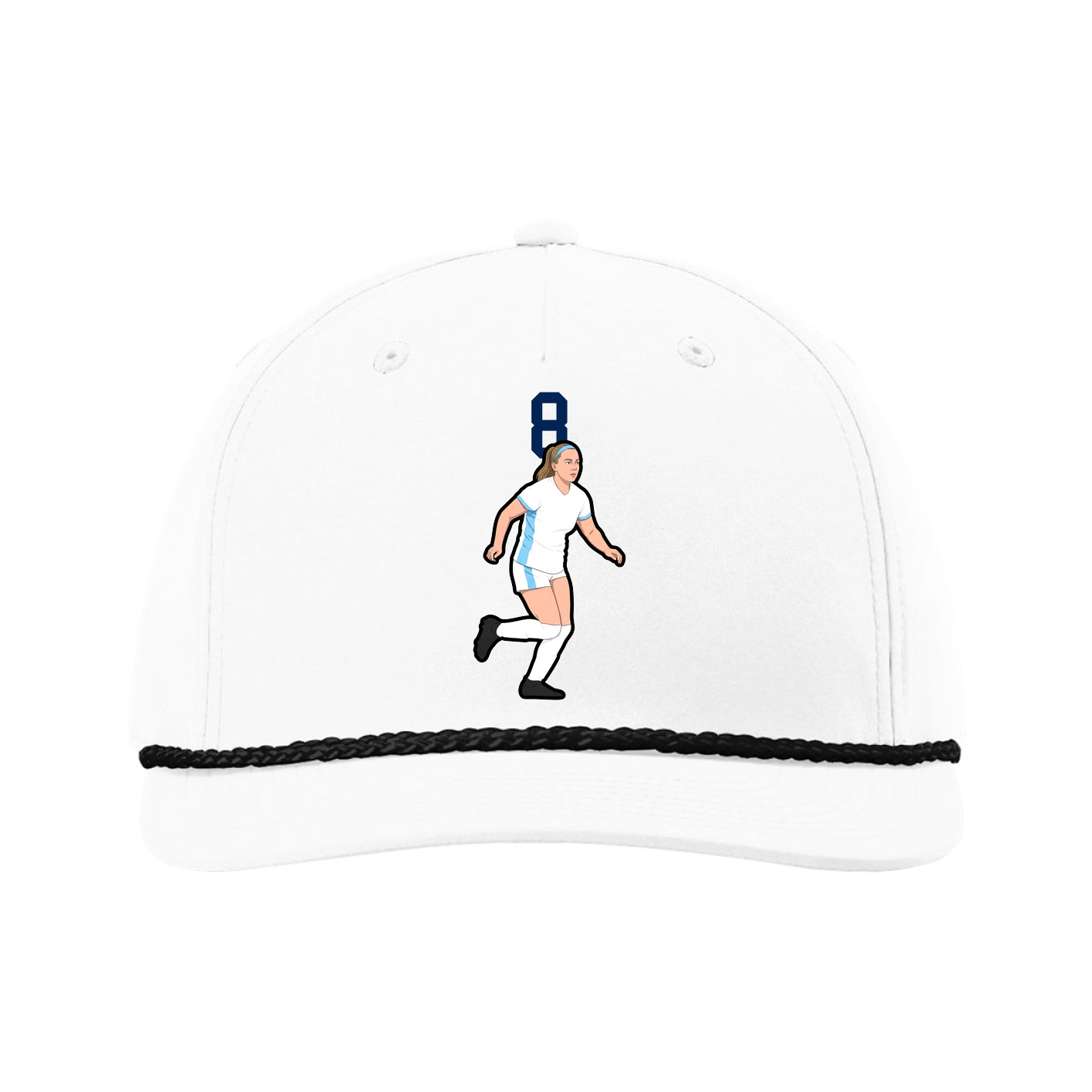 Five-Panel Classic Rope Cap — Number Top in White